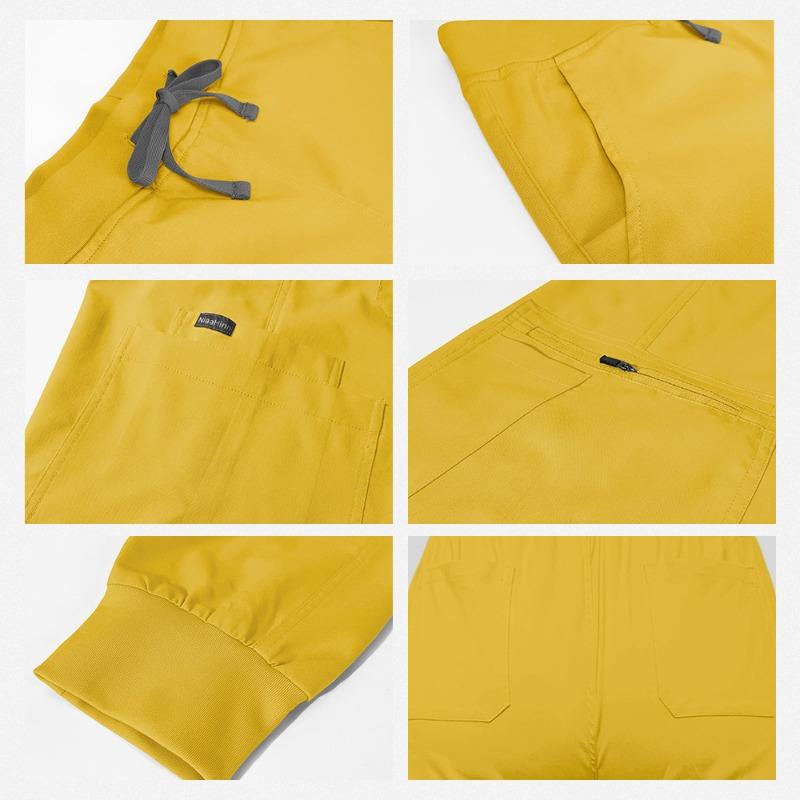 Be The Best Dressed At Work: New Women's & Men's Short Sleeved Nursing Uniform Brush Suit Set - Double Layered V-neck Top with Multi Pockets & Straight Leg Pants for Hospitals