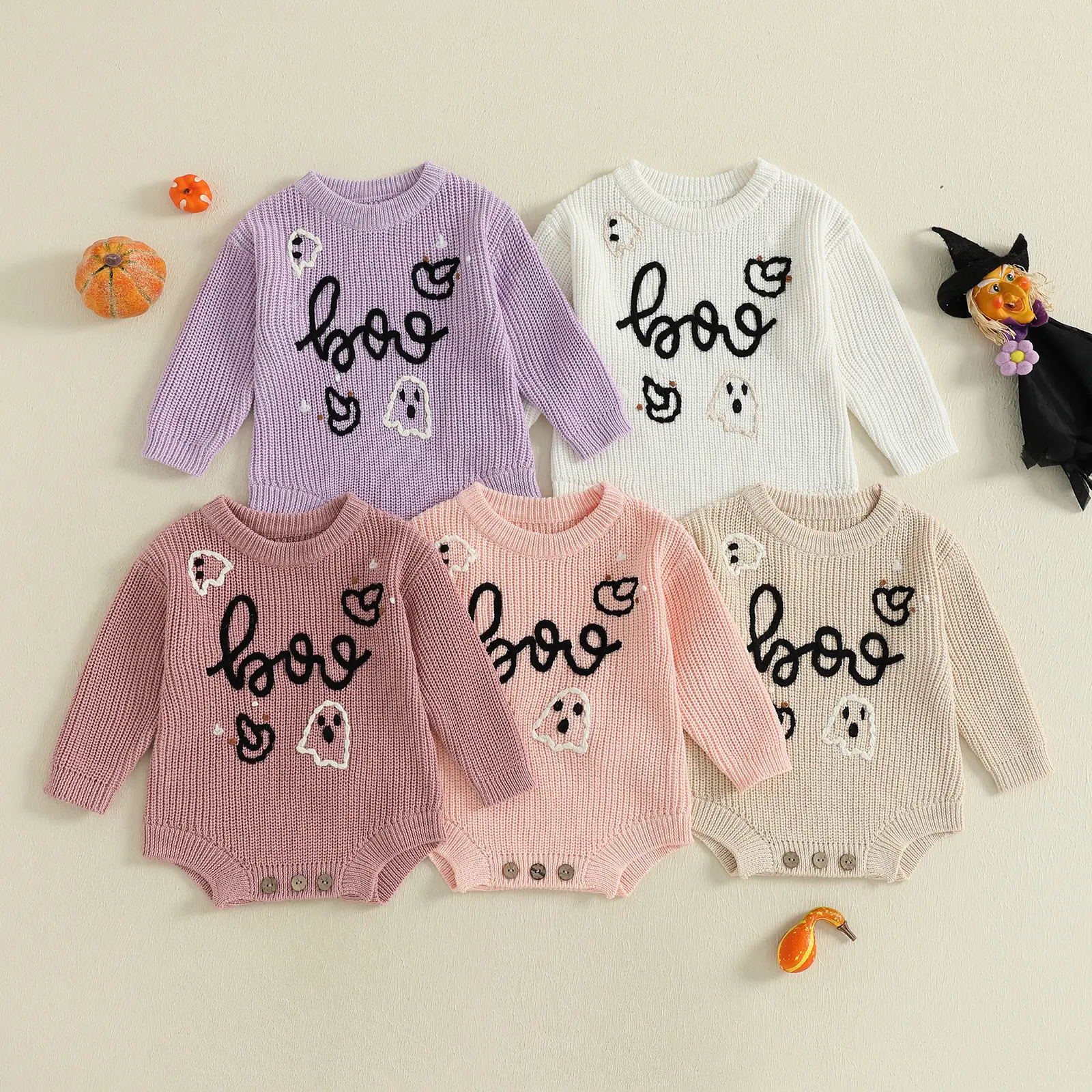 My First Halloween Baby Girl Outfit Newborn Ghost Sweater Romper Onesie Cute Halloween Clothes Infant Fall Outfits
