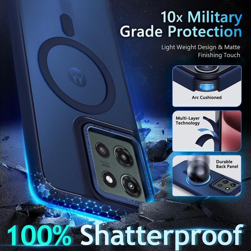 Magnetic for Motorola Moto-G-Play 2026 & Moto G 2025/2026 Case, Blue | Compatible with MagSafe, Translucent Matte Scratch-Resistant Back, Military-Grade Protection Shockproof Slim Phone Cover