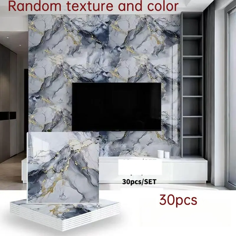 30pcs Peel and Stick Faux Marble Wall Panels, Self-Adhesive 3D Faux Marble Wall Tiles, Waterproof, Easy DIY Accent Wall Decor, Peel And Stick Panels For Walls