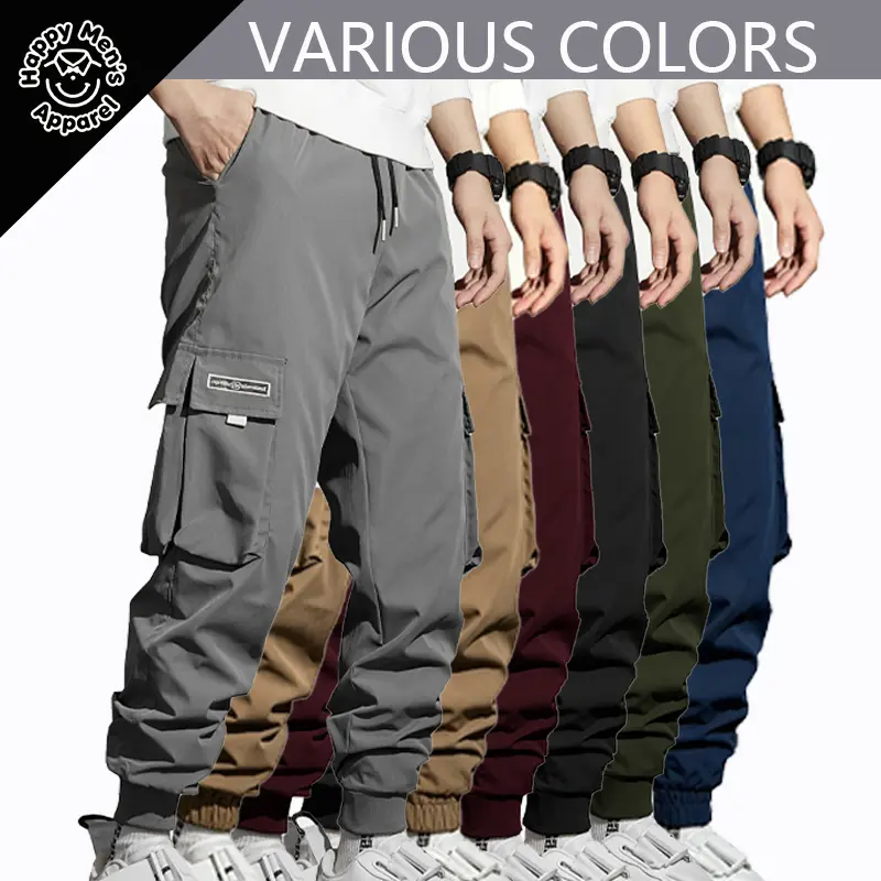 Spliced casual pants, outdoor workwear quick-dry pants, storm pants, fashionable casual pants, hiking sports outdoor multi-pocket workwear pants Menswear Black
