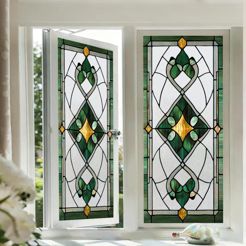 Artistic painting electrostatic frosted glass window sticker for colorful window decoration, suitable for bathrooms, bedrooms, living rooms and other windows beautification, Window Decals For Glass Windows
