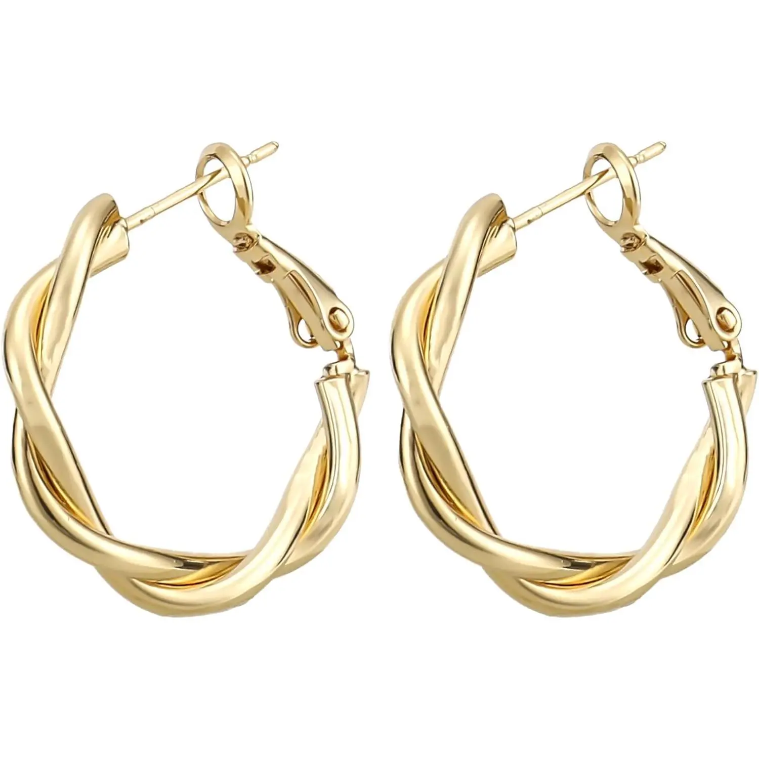 Twist Earrings for Women, Fashion Spiral Design Twisted Hoop Earrings  Metal   & Decor Accessories