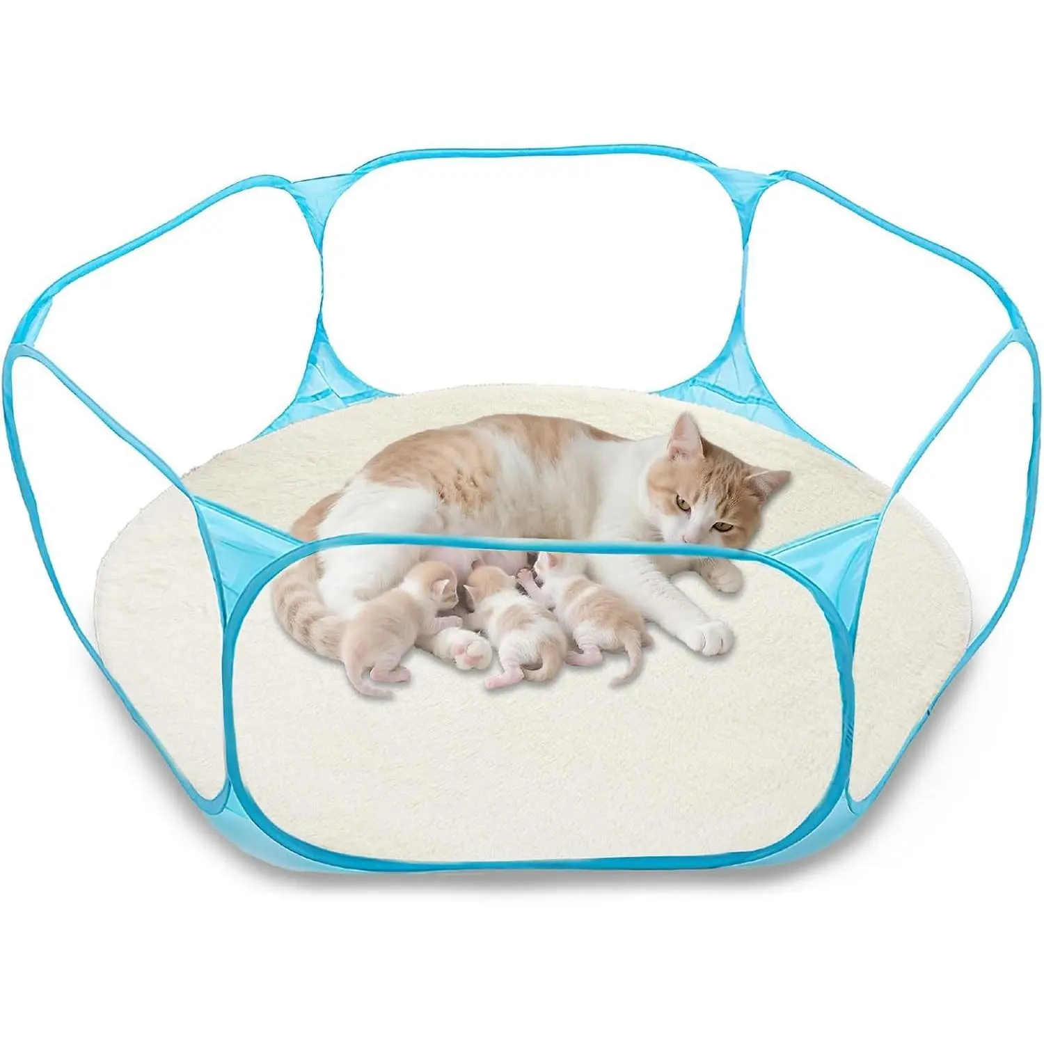 Cat Birthing Box - Foldable, Portable Whelping Nesting Box for Pregnant Cats & Dogs with Easy Storage, Indoor/Outdoor Puppy & Kitten House, Pet Birth & Whelping Pool Nursing Essentials Supplies Kit