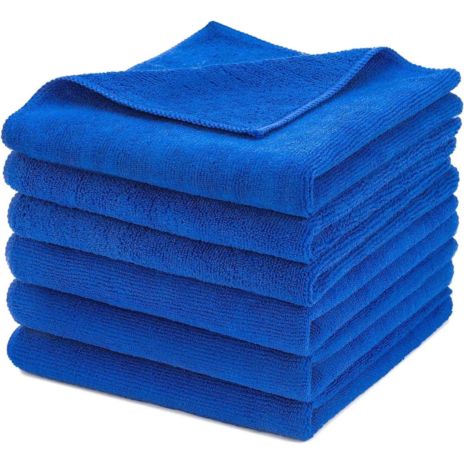 Microfiber Detailing Towels, 340 GSM Lint Free  Buffing Waxing Polishing Drying Towels (6, Blue, 16x16 Inch)