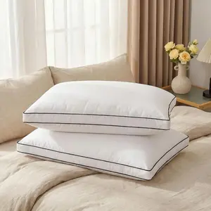 Feather Down Pillows Queen Size 20x30 in Set of 2 with Gusset, Luxury Hotel Collection Bed Pillows 2 Pack, Down Surrounded Gusseted Sleeping Pillows, Fluffy for Side and Back Sleepers