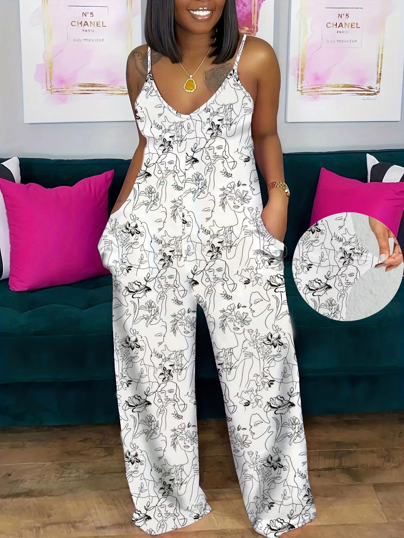 Women's Striped Print Cami Jumpsuit, Casual Sleeveless Overalls Jumpsuit for Summer, Fashion Women's Clothing for Daily Wear