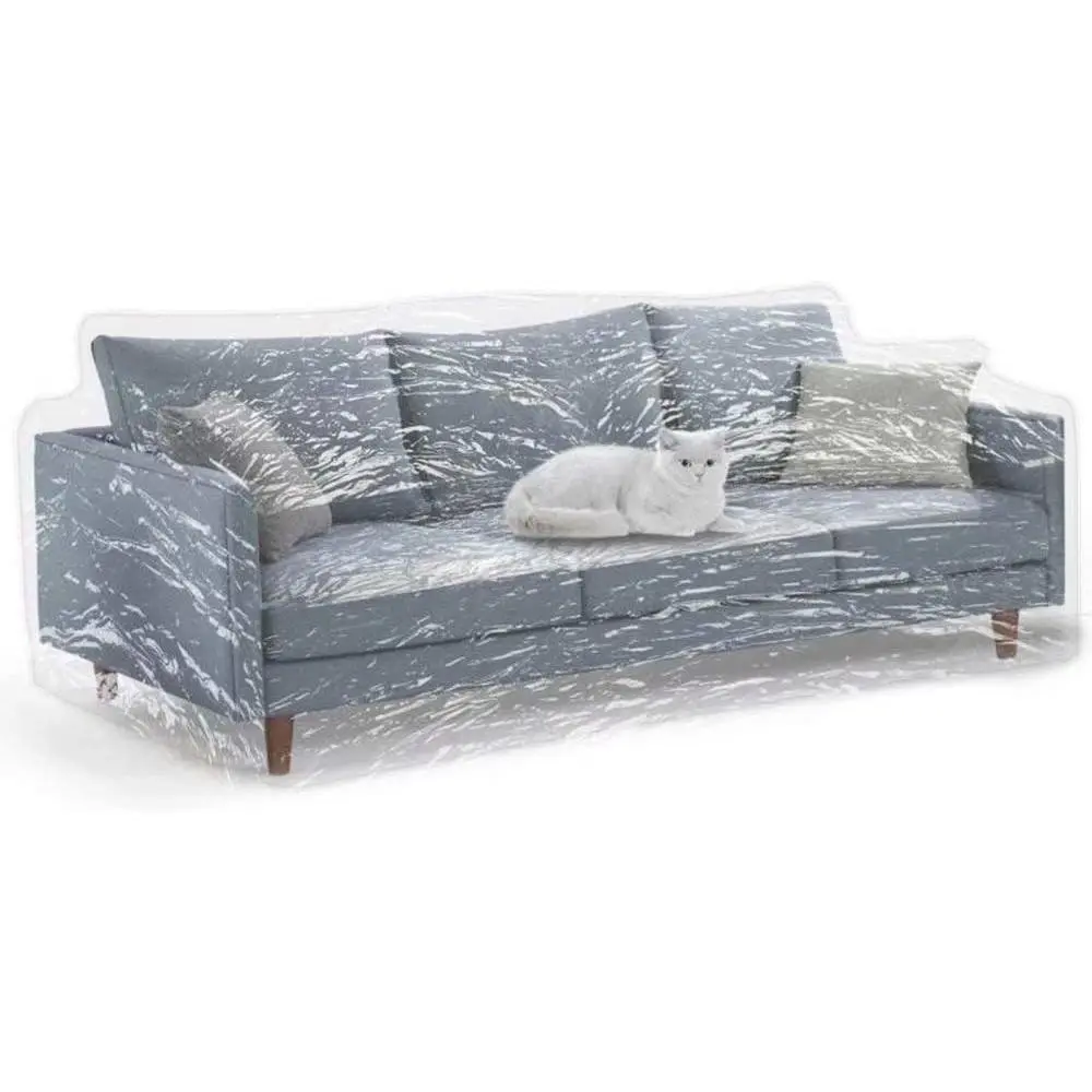 Clear Thicker Plastic Couch Cover for Pets, Heavy Duty Waterproof Cat Dog Scratch Proof Protector, Non-Slip Sofa Slipcover for Storage and Moving