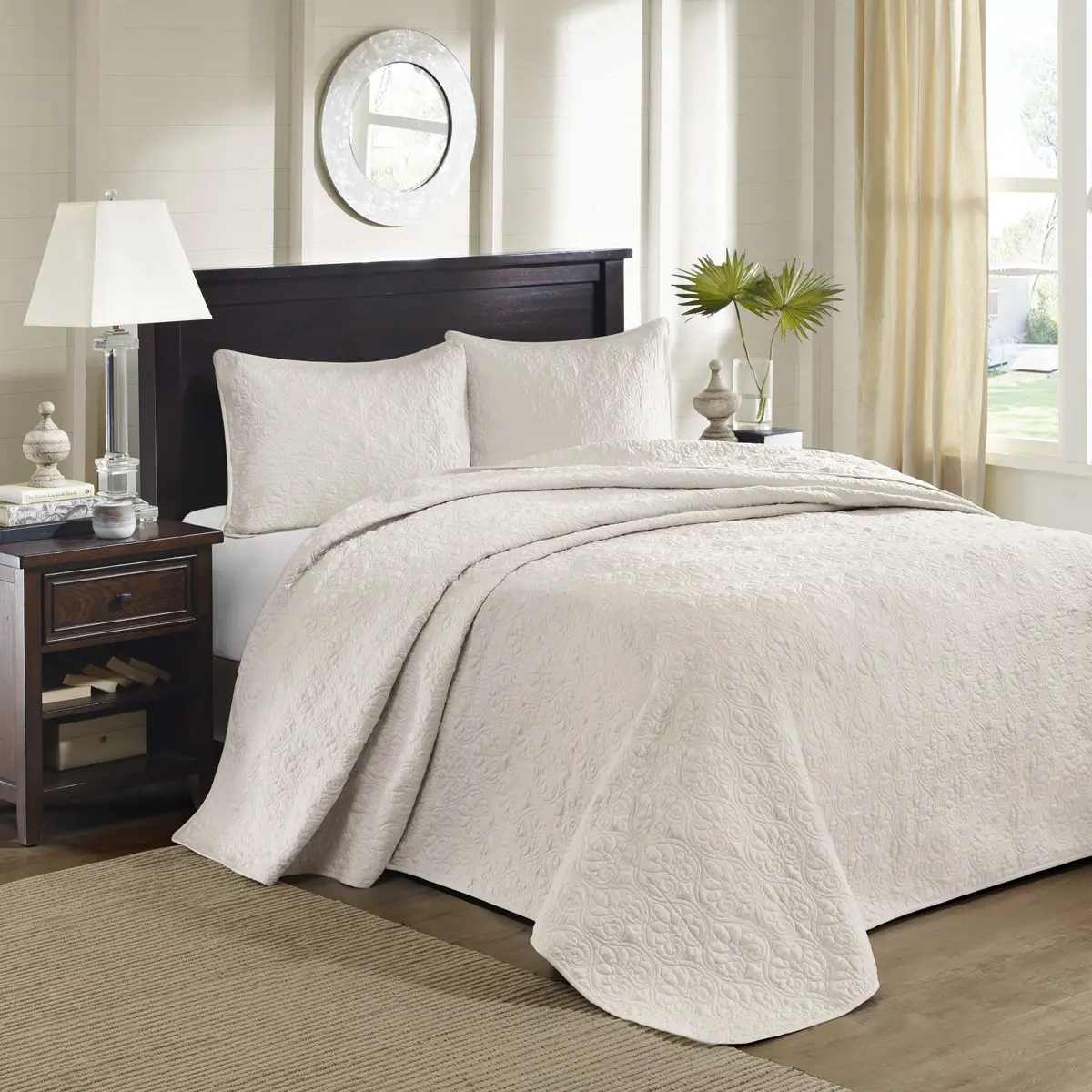 ARCH Reversible Bedspread Set Cream Full Size Quilted Coverlet Lightweight Bedding for All Seasons Soft Breathable Bed Cover with Matching Pillow Shams, Full Bedroom Decor, 3 Piece Bed in a Bag, Home Furniture and Household Product Search Terms