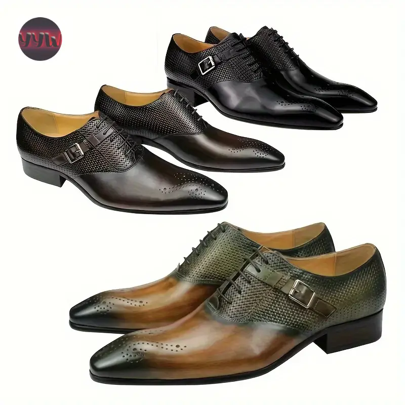 YYW1 Men's Brogue Oxford Shoes, Lace-up Front Dress Shoes Men, Business Formal White Tie, Black Tie, Black Tie Optional