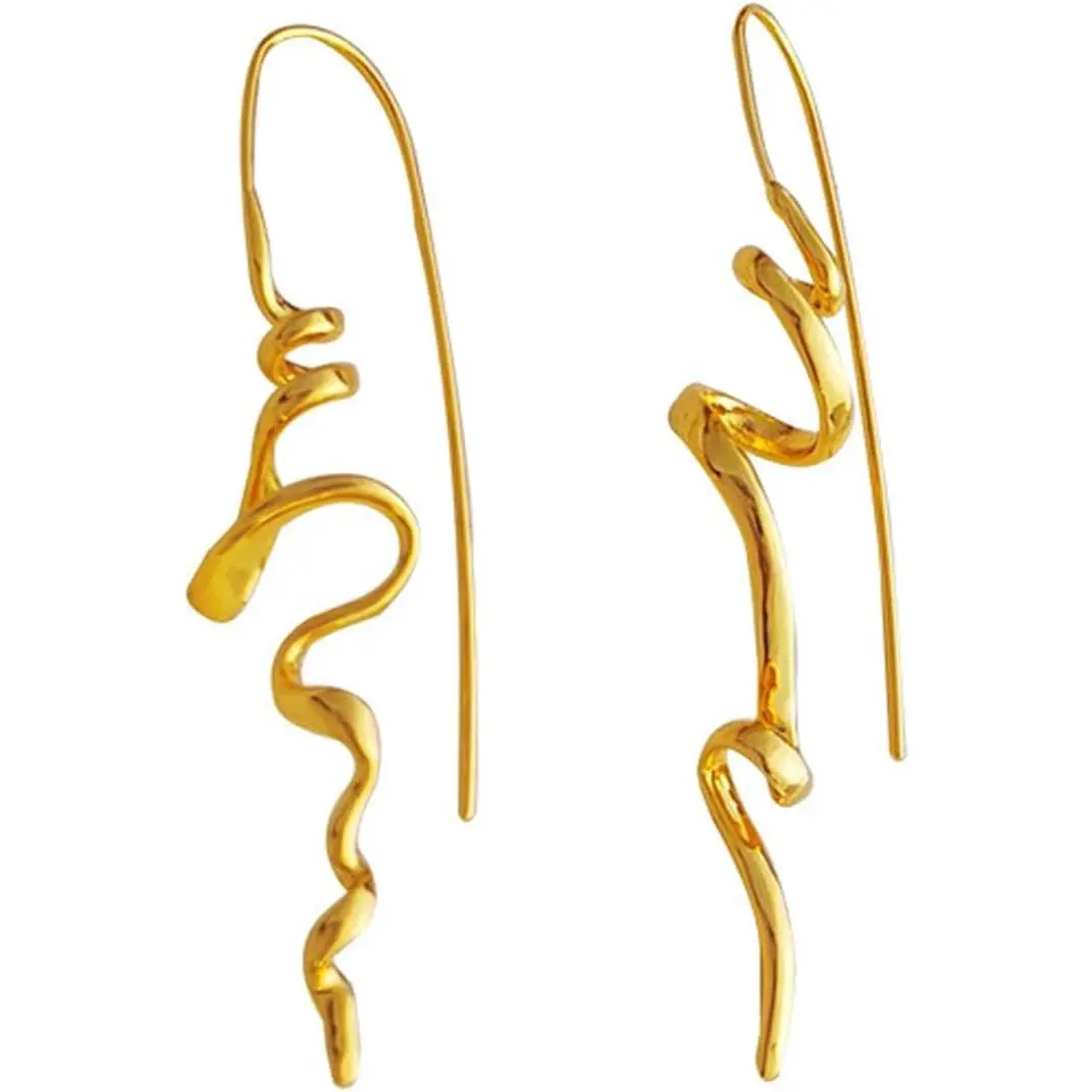 Trendy Spiral Threader Earrings for Women, Hypoallergenic Silver Gold Dangle Drop Earrings, 14k Gold Unique Twist Simple Earrings, Jewelry Gift