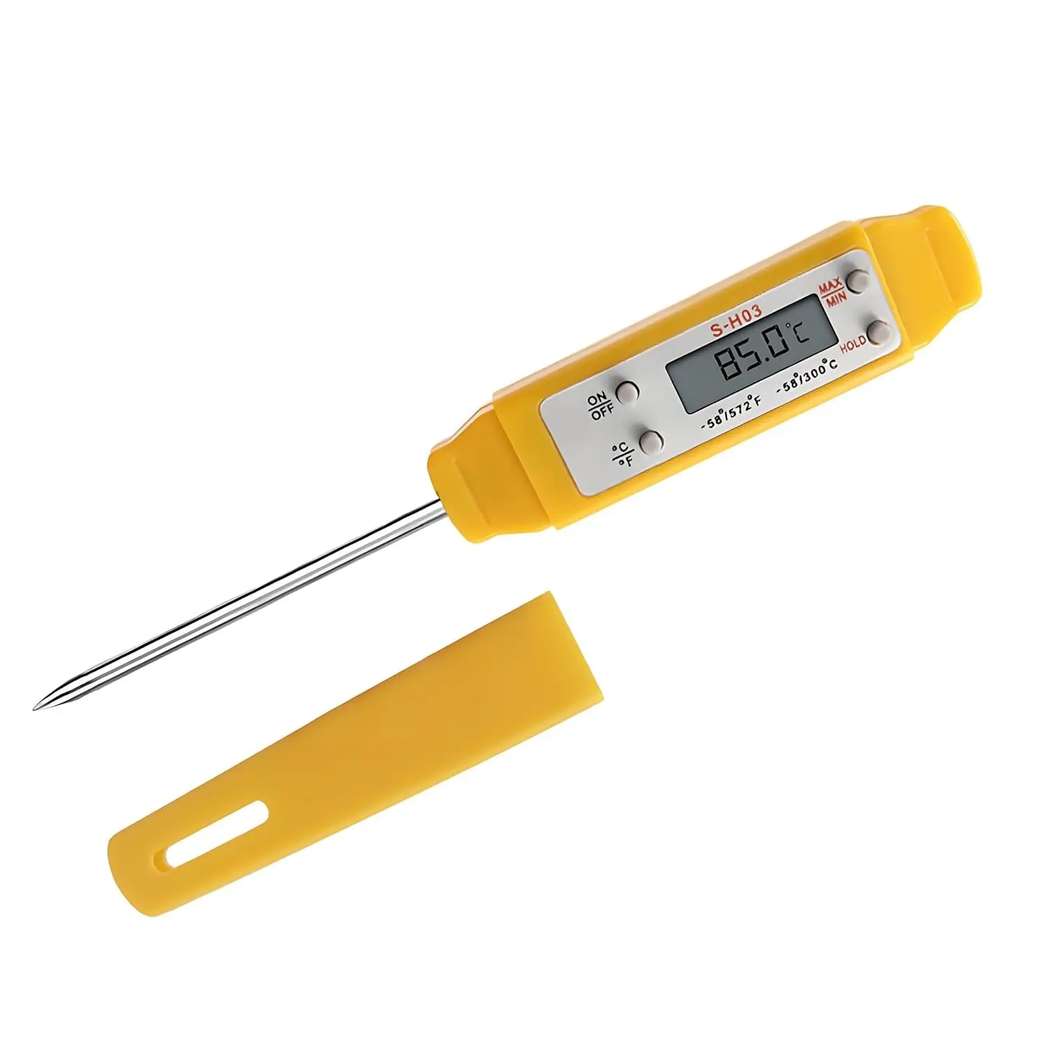Digital Meat Thermometer Automatic Calibration Pen Style Electronic Pocket Thermometer for Cooking Kitchen Water Temperature Barbecue (Yellow)