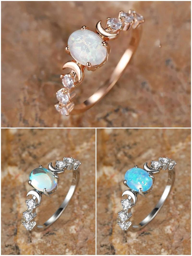 Summer Oval Shaped Artificial Gemstone & Rhinestone Decorated, Oval Halo Ring, Gifts for Her, Wedding & Engagement Jewelry Gift for Women, Wedding Rings