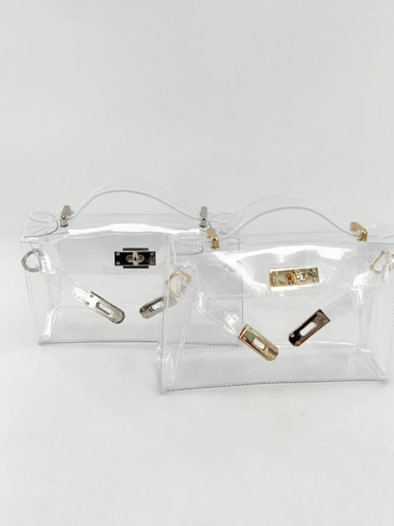 Fashion Jelly Clear Kelly Bag, Classic Platinum Handbag, Top Handle Shoulder & Chic Crossbody Purse, Transparent Purse