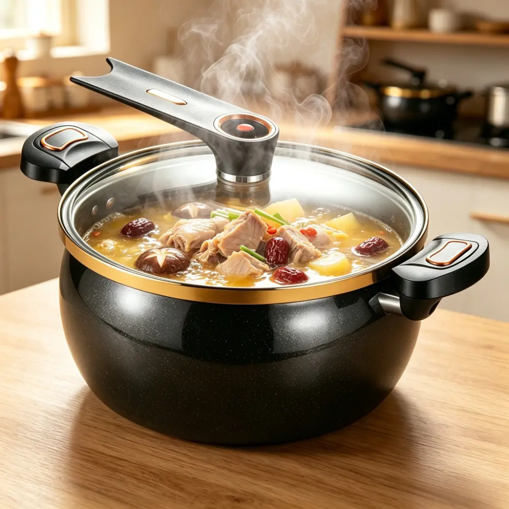 8L Stock Pot, Non-Stick Coated Stew Pot with Visible Glass Lid & Anti-scald Handles, Multi-purpose Cooking Pot for Braising Soup, Compatible with Gas Stove & Induction Cooktop