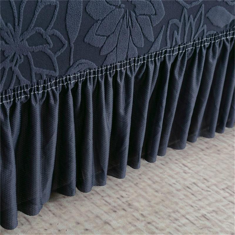 Solid Color Jacquard Sofa Cover with Skirt, 1 Count Soft Comfortable Stretchable Sofa Slipcover, Dustproof Sofa Cover, Elastic Sofa Slipcover for Home Living Room Hotel Dormitory