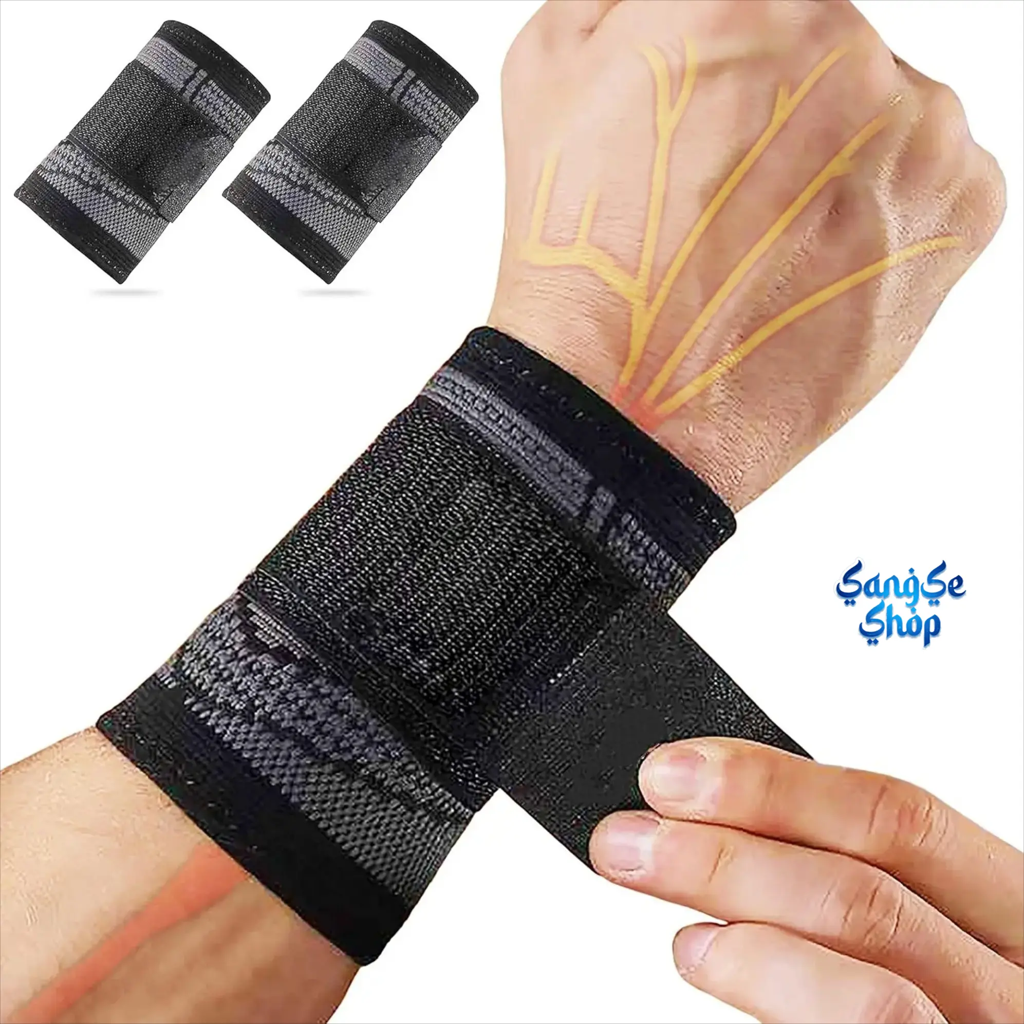 2-Pack Adjustable Wrist Compression Support Wraps, Wrist Brace for Workouts, Weightlifting & Daily Activities, Comfortable Wrist Stabilizer for Sprains, Tendon Discomfort & Joint Support, Breathable Fitness Wristbands (Black, M)