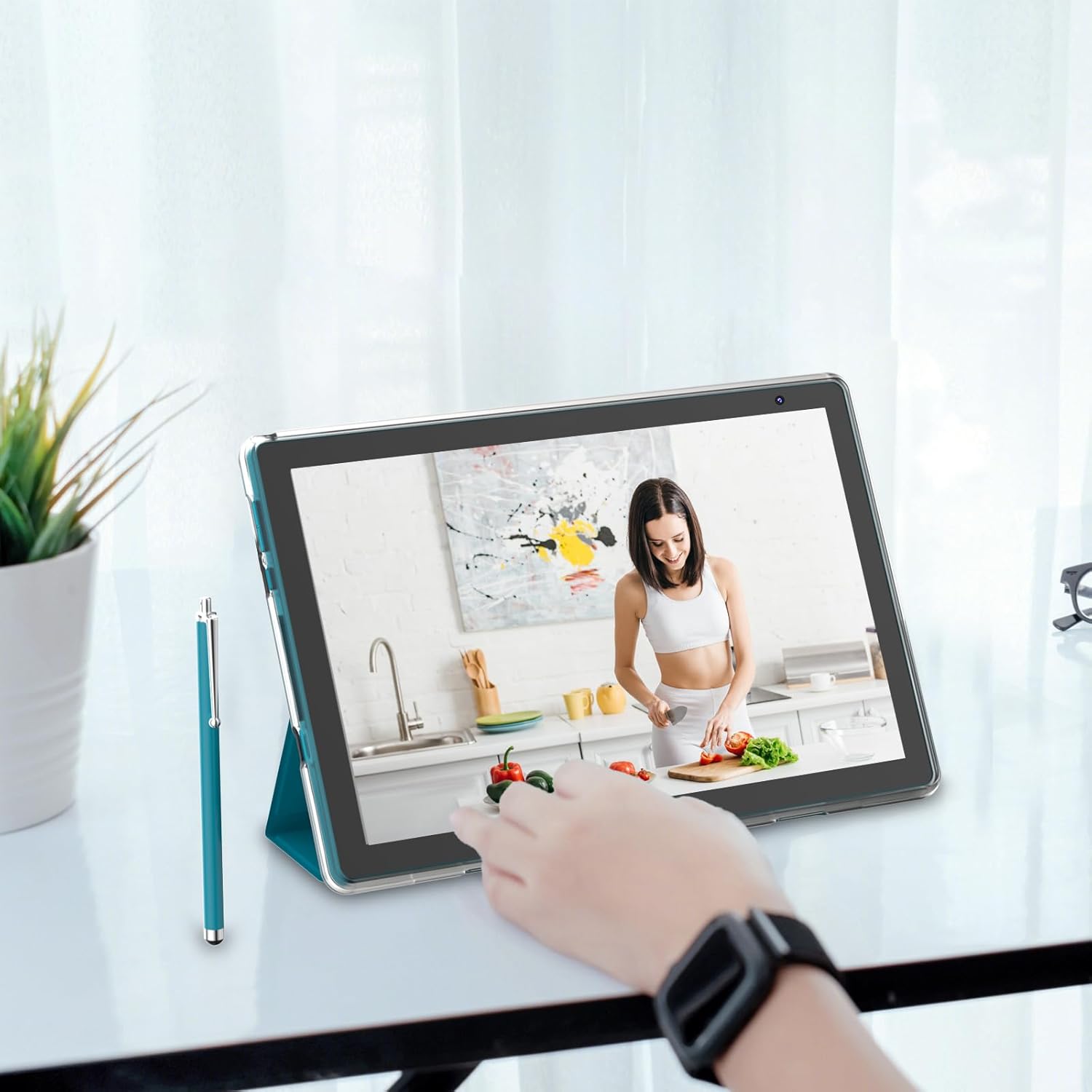 Android 15 Tablet 6GB RAM 32GB ROM with Case and Stylus 10.1 IPS HD Screen 6000mAh Battery 2MP 8MP Camera WiFi BT Navy