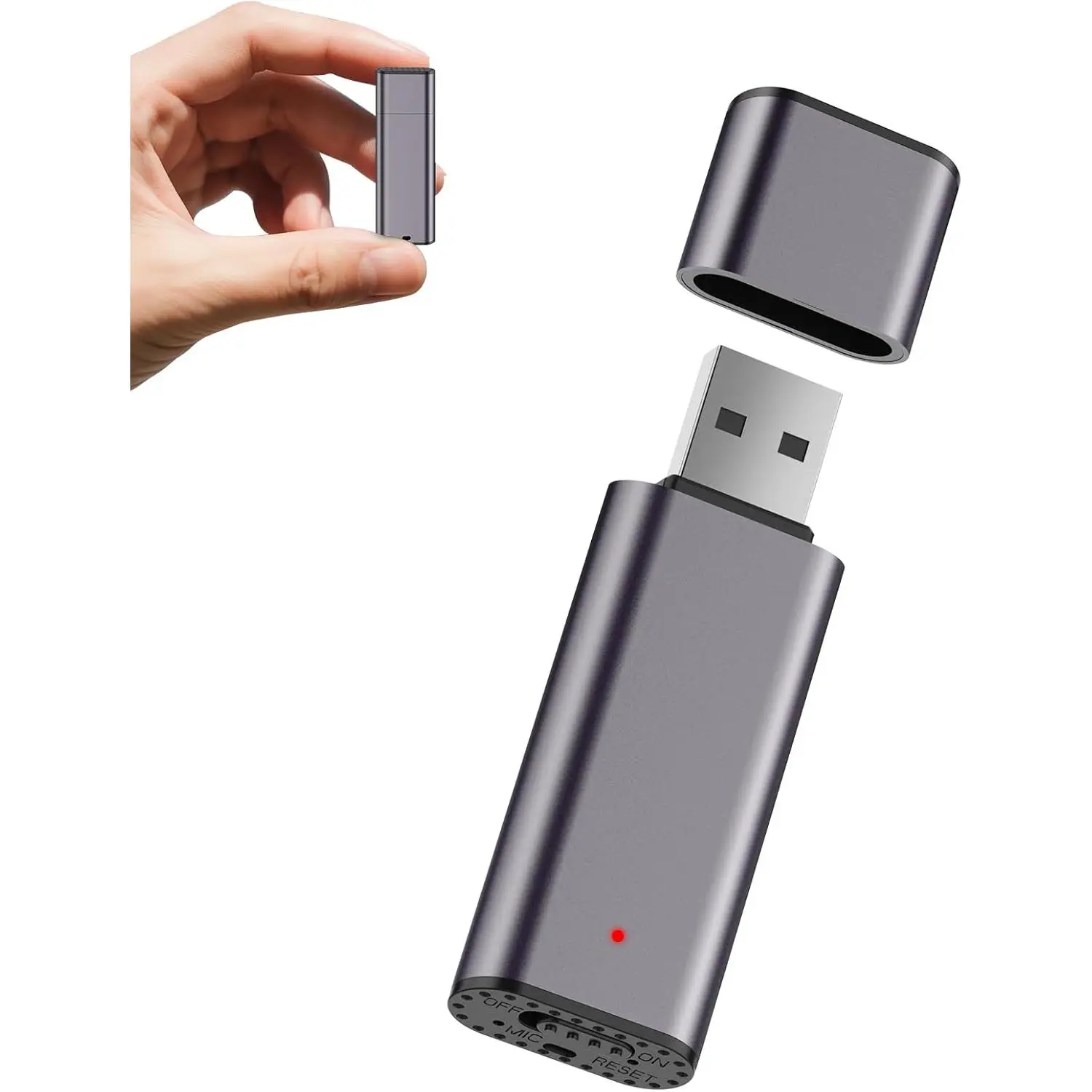 64GB Digital Voice Recorder Voice Activated Recorder USB Recording Device with Noise Reduction Rechargeable 750Hrs Small Pocket Audio Recording Devices for Lectures, Interview, Meeting, Class (Grey)