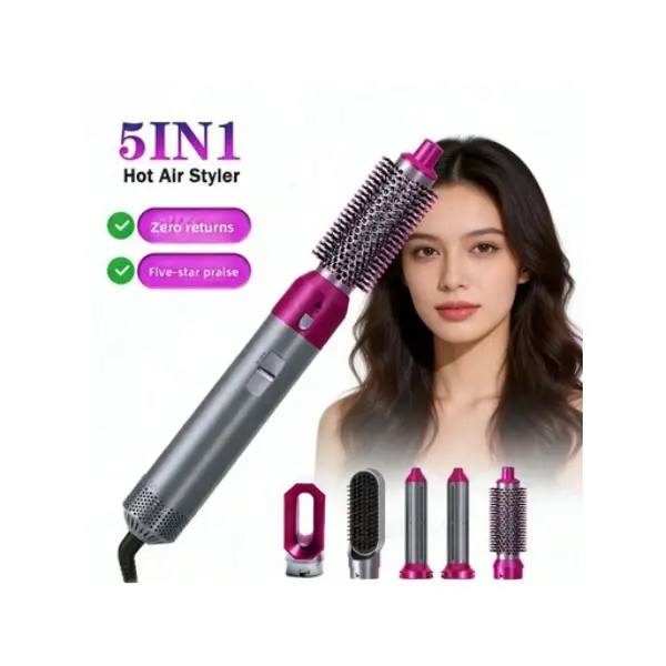 5IN1 Multifunctional Hot Air Styler & Hair Dryer - Upgraded Strong Suction Tool with 30MM/40MM Straightener, Heated Curler, Curling Styling Tool, Antibacterial & Anti-Dandruff Features, Suitable for Women, Family & Travel Use, Hair Styling