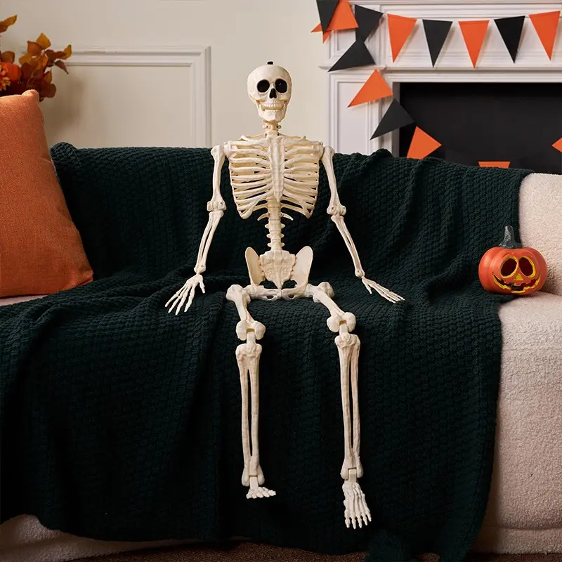 Life-Size Halloween Skeleton with Poseable Joints, Realistic Design for Outdoor Use, Perfect for Parties & Events, Durable Construction