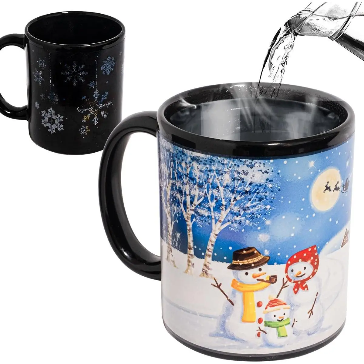 Heat Changing Snowman Ceramic Mug Colour Changing Mugs Magical Coffee Mug  Cup 12 Ounce - Novelty for Xmas Funny Gifts, Blue/White/Red