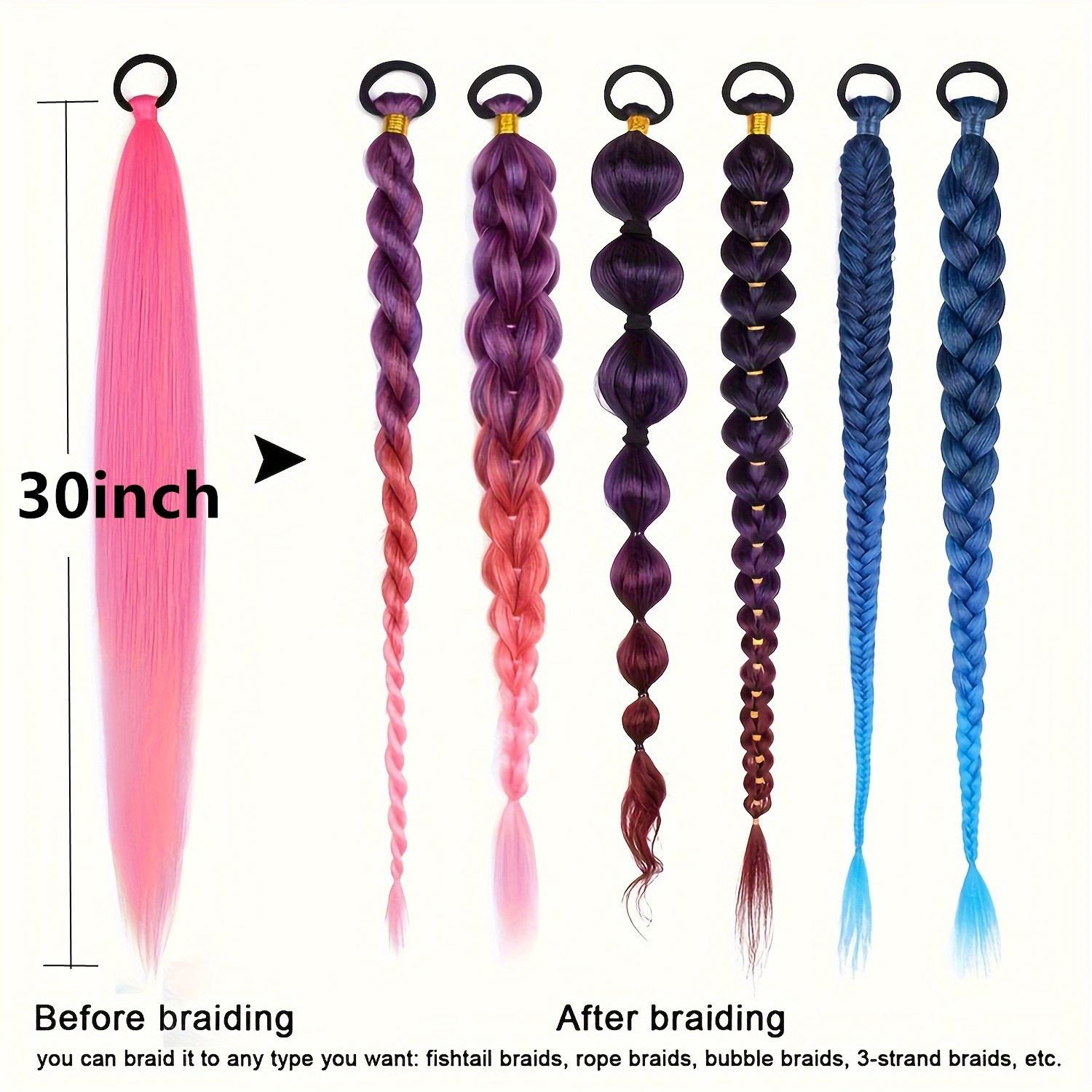 Women's Colorful Braided Ponytail Wig with Elastic Band - Straight Synthetic Hair Easy to Style, Cosplay, Photography - Suitable for All Races, Cosplay Wig, Vibrant Wig, Secure Elastic Band, Photography Wig, Fashion Enthusiasts