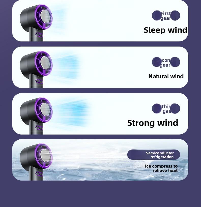 New USB Handheld Fan, Semiconductor Cooling Fan, Five-Speed High-Speed Turbo Fan