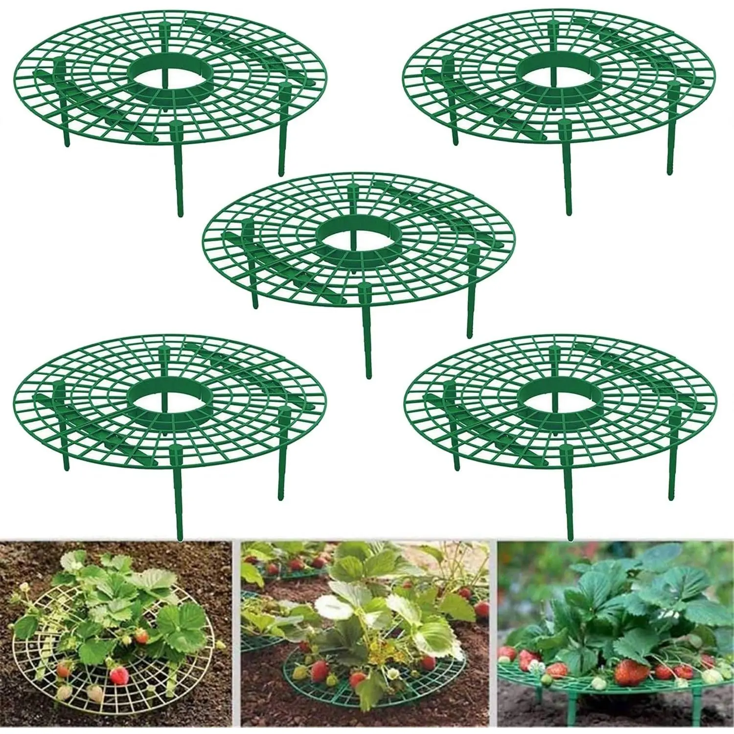 5 Pack Strawberry Supports, Adjustable Strawberry Growing Racks Plant Climbing Rack Vine Pillar Garden Stand Balcony Vegetable Rack for Keeping Fruit Elevated to Avoid Ground Rot
