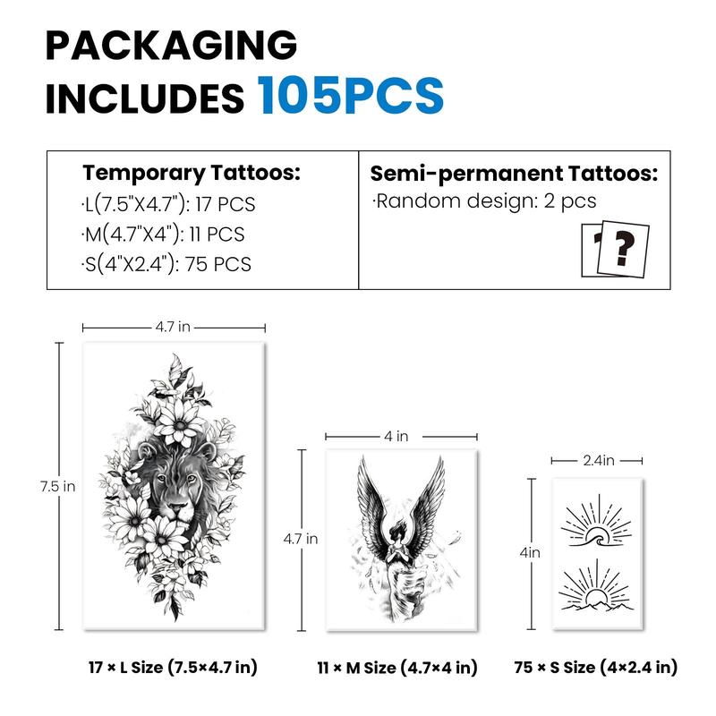 77 Sheets Christian Temporary Tattoos | Cross & Angel Faith Designs | Black Ink Realistic Religious Body Art | Large Half Arm & Small Detail Tattoos | For Women Men Adults & Kids