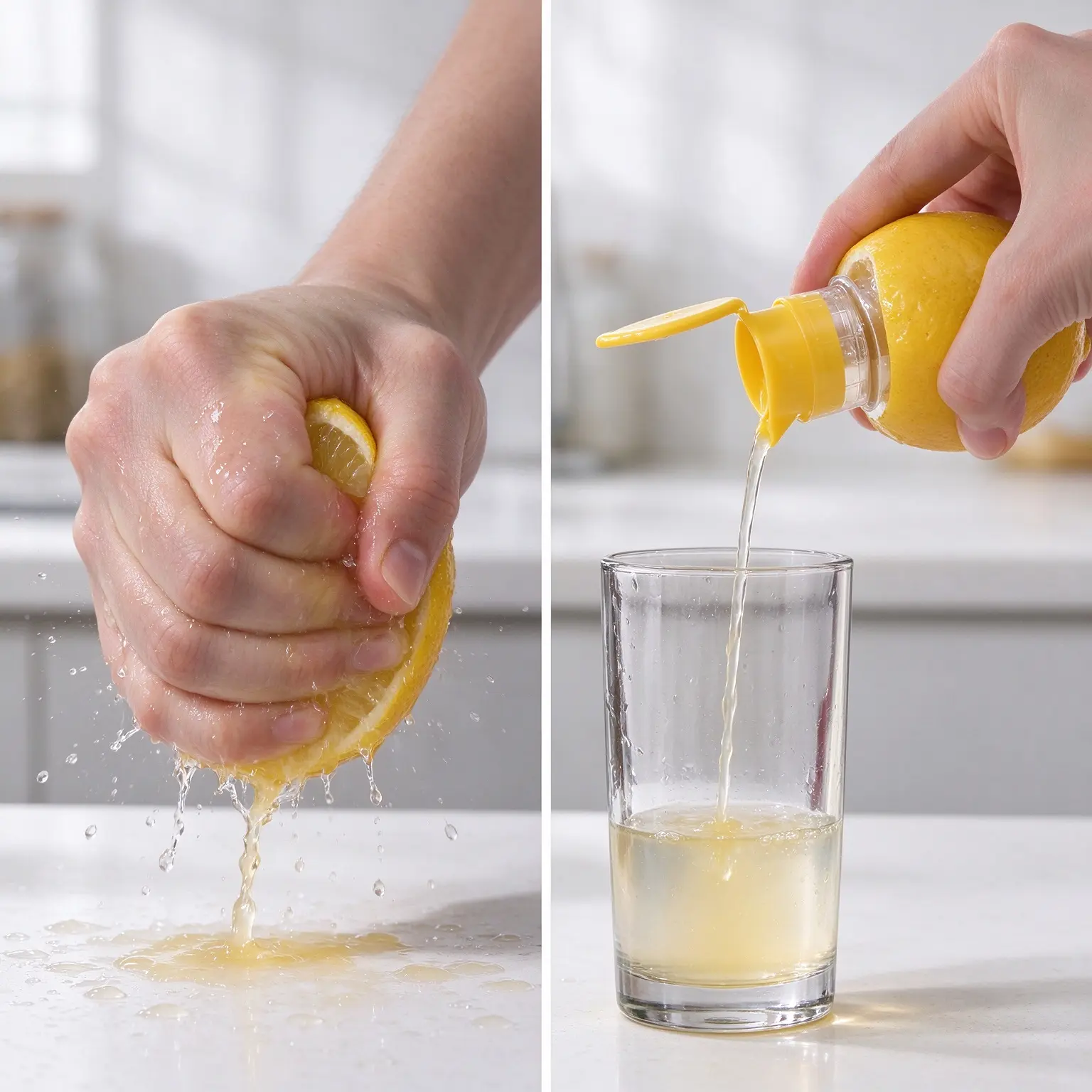 Mini Manual Fruit Squeezer, Lemon Orange Juicer with Filter, Multifunctional Portable Handheld Citrus Juice Extractor, No Mess Twist Press Juicer Gadget, Available in Yellow & Green