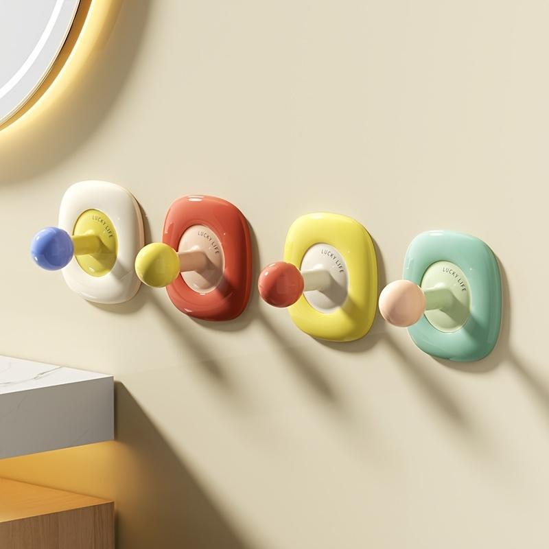 4pcs Dopamine Flower No - Drill Hooks | Entry Door Key Holder, Bathroom Towel Rack | Heavy - Duty Coat Hooks (Ins Style, Multi - Scene Use), Utility Hooks