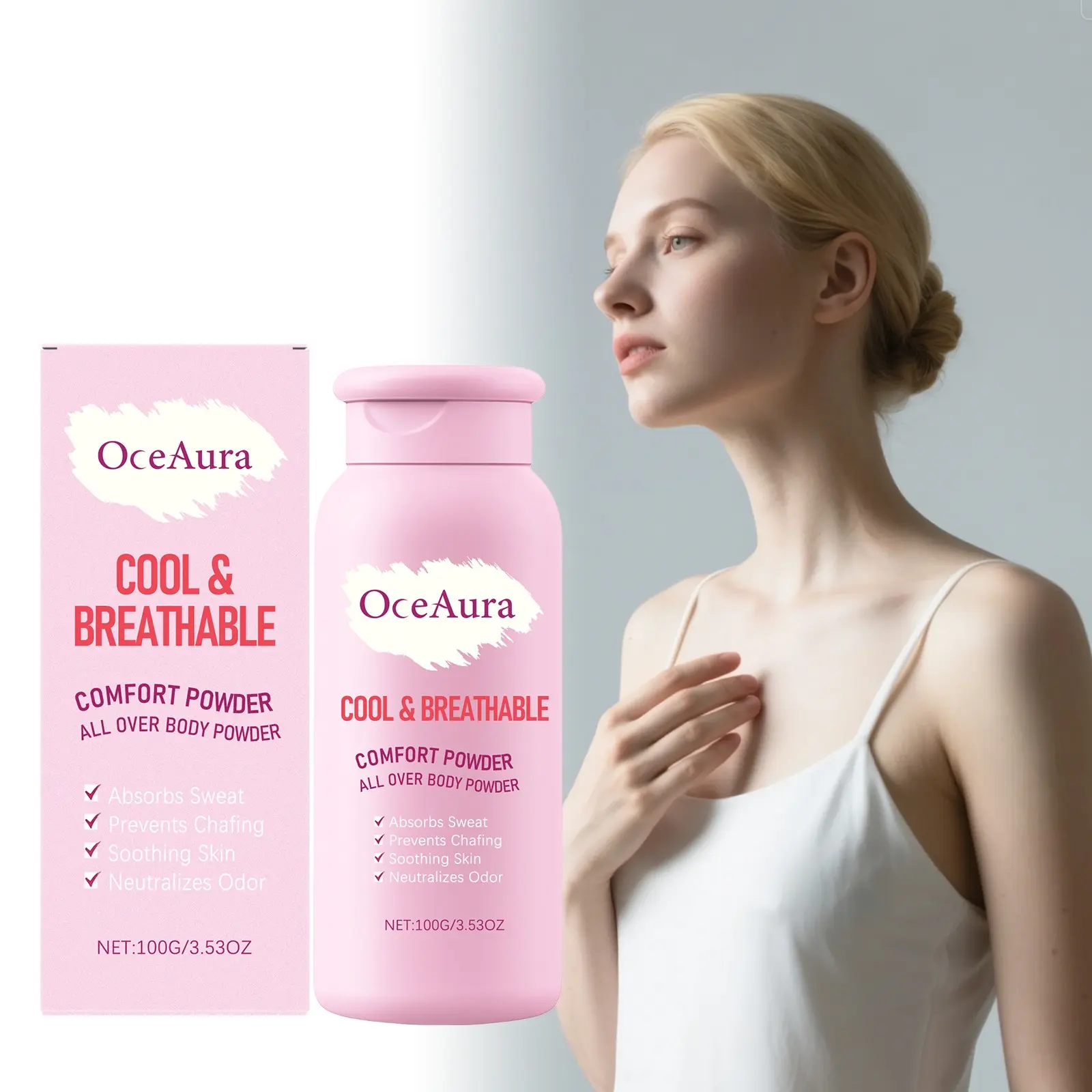 Talc-Free Body Powder, Extra Large Anti-Chafe Cooling Powder, for Thighs, Privates & Underarms, No Cast, Family Size