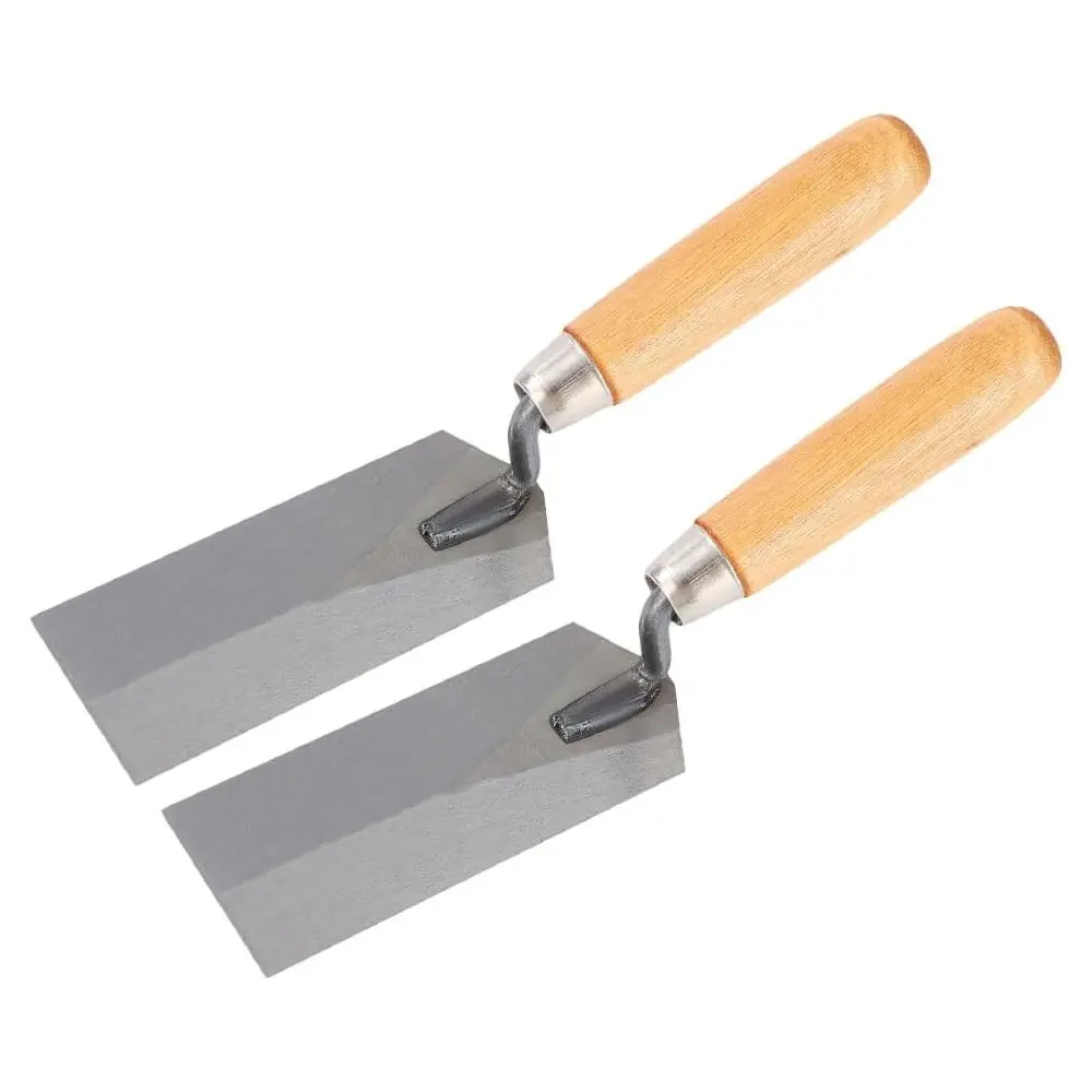 Set of 2 Steel Margin Trowels with Wooden Handles, Ideal for Professional Bricklaying And Concrete Tasks, Masonry Tools, Construction Work Tool