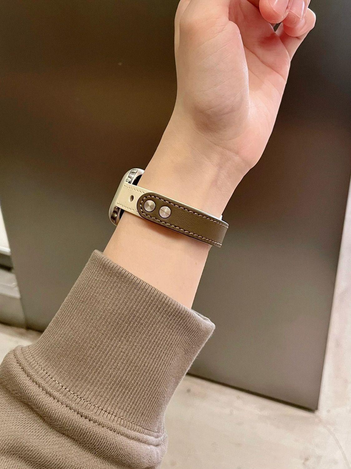 Compatible with Apple iWatch SE 10 9 Ultra 8 7 6 5 4 3 2 Watch Band Slim Genuine Leather Small Waist Women