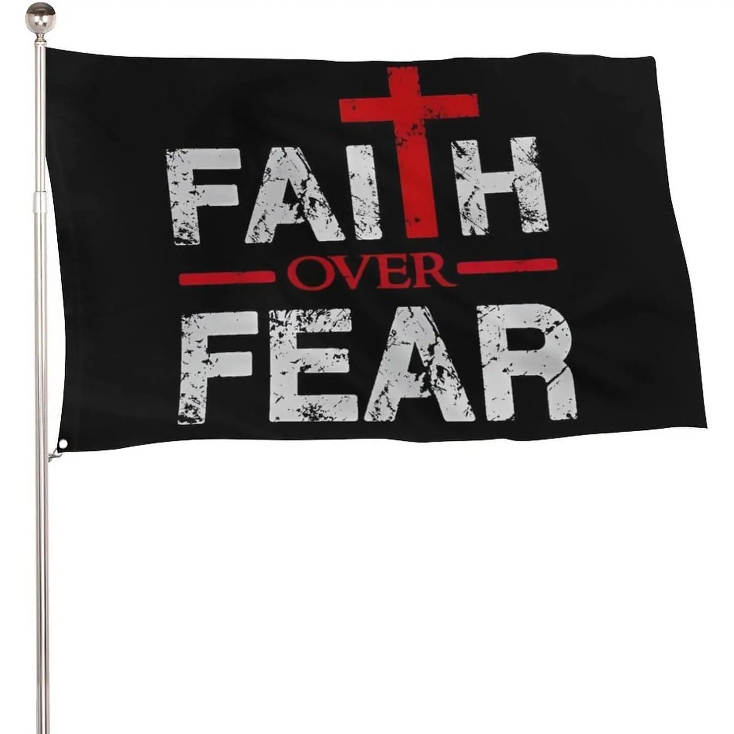 Faith Over Fear Christian Jesus Christ Banner, 5x3 Ft Lightweight 115D Polyester Flag with 2 Metal Eyelets for Home & Festive Supplies, Banners