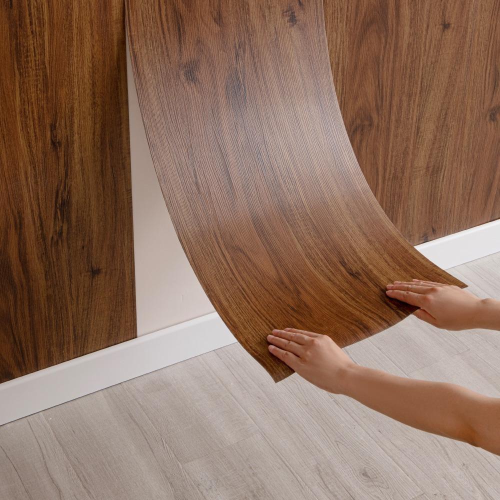 2 Rolls PVC Self-adhesive Wall Stickers, Floor Stickers, 15.75x118.11in Wood Grain Roll Material 1. 5mm Thickened Model, Suitable for Bedroom, Kitchen, Office Background Wall, Various Indoor Floors
