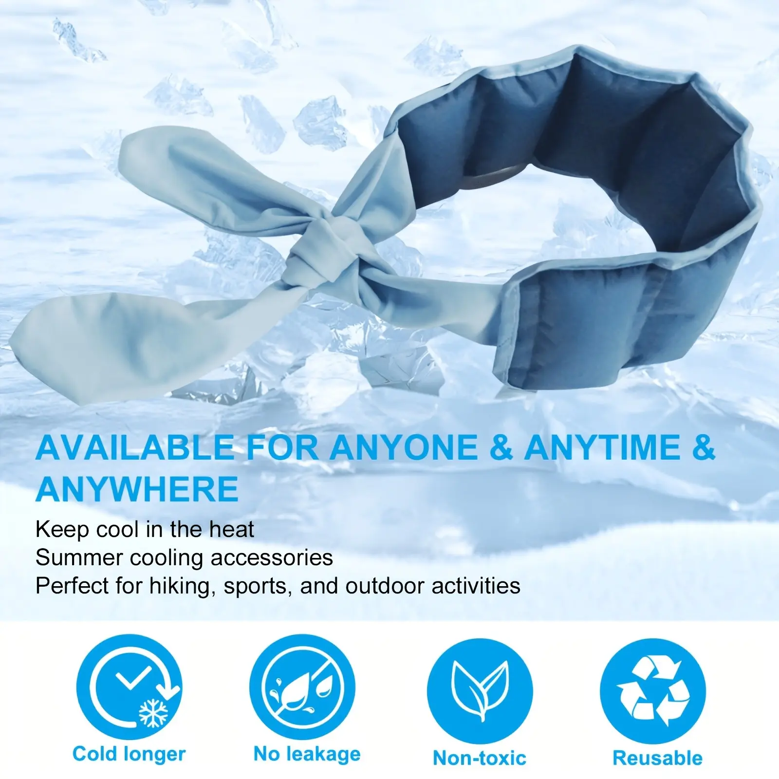 Cold Sensation Cooling Ice Towel, Outdoor Shoulder Neck Heat Relief, Physical Cooling Headband, Blue, Sports Ice Band, Cooling Towels For Sports