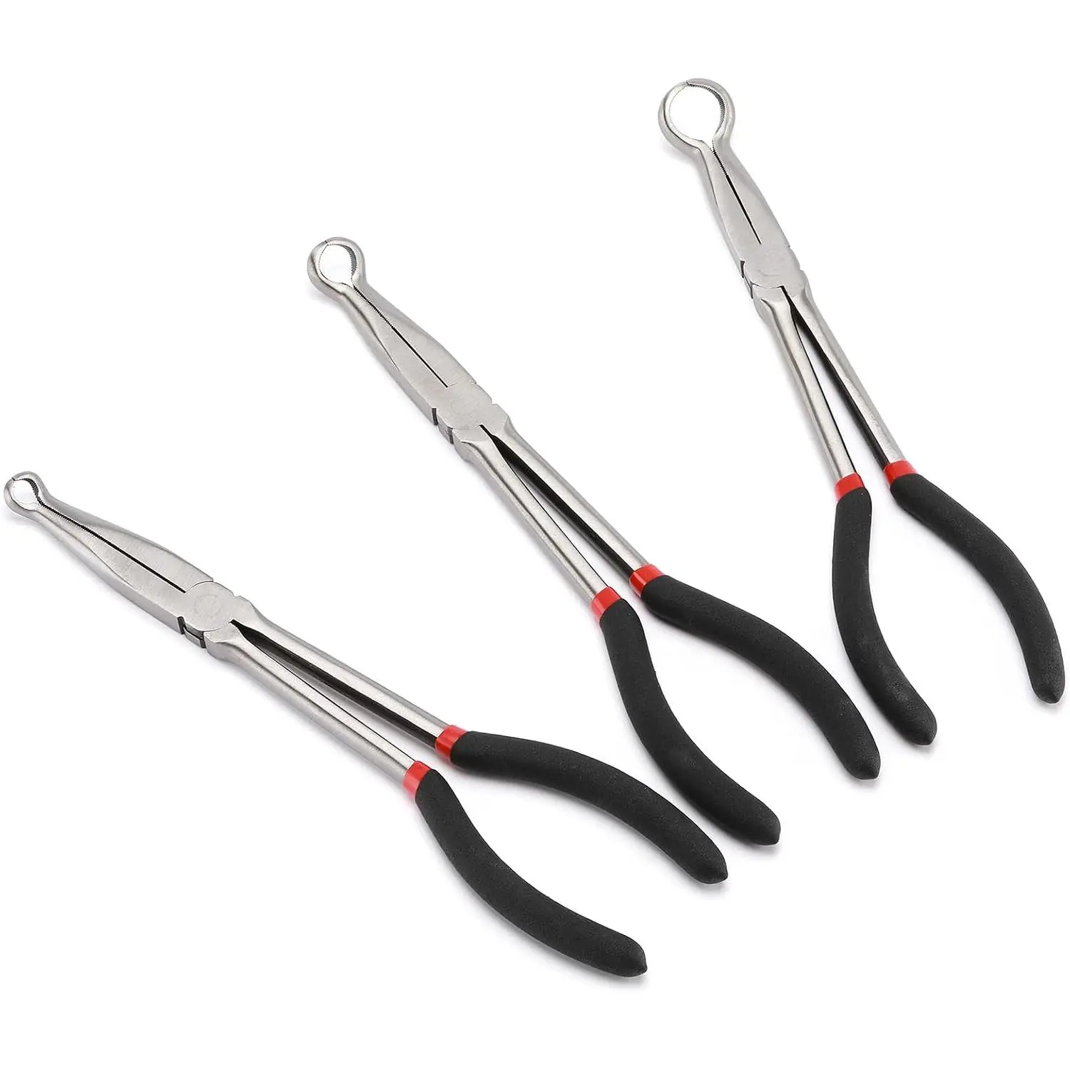 3 count 11" Hose Gripper Plier Set, Spark Plug Removal Pliers, 5/16", 1/2" and 3/4" Hose Gripping Pliers for Easy Removal and Installation of Automotive Hoses and Fittings