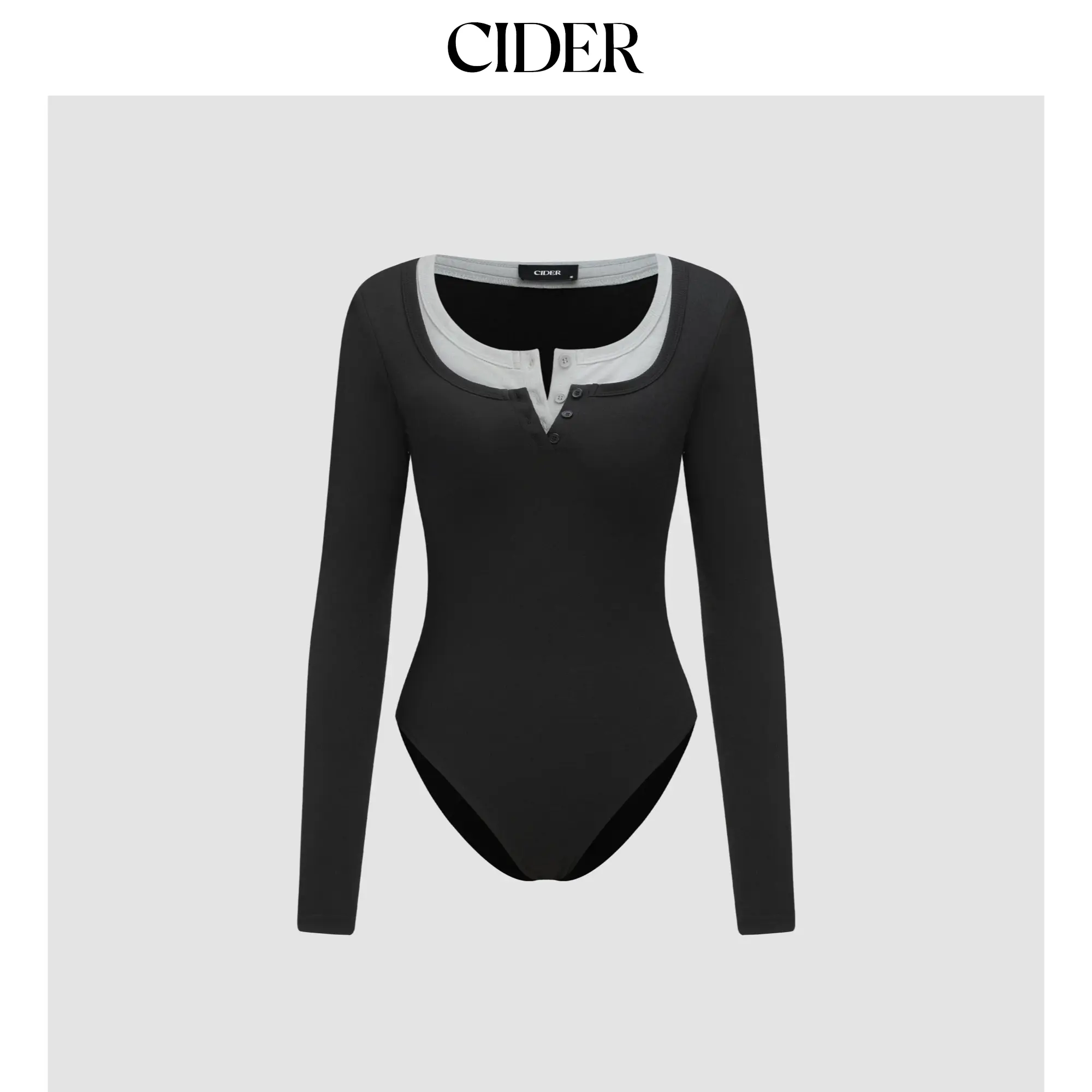 Cider Square Neck Contrasting Binding Knitted Bodysuit
