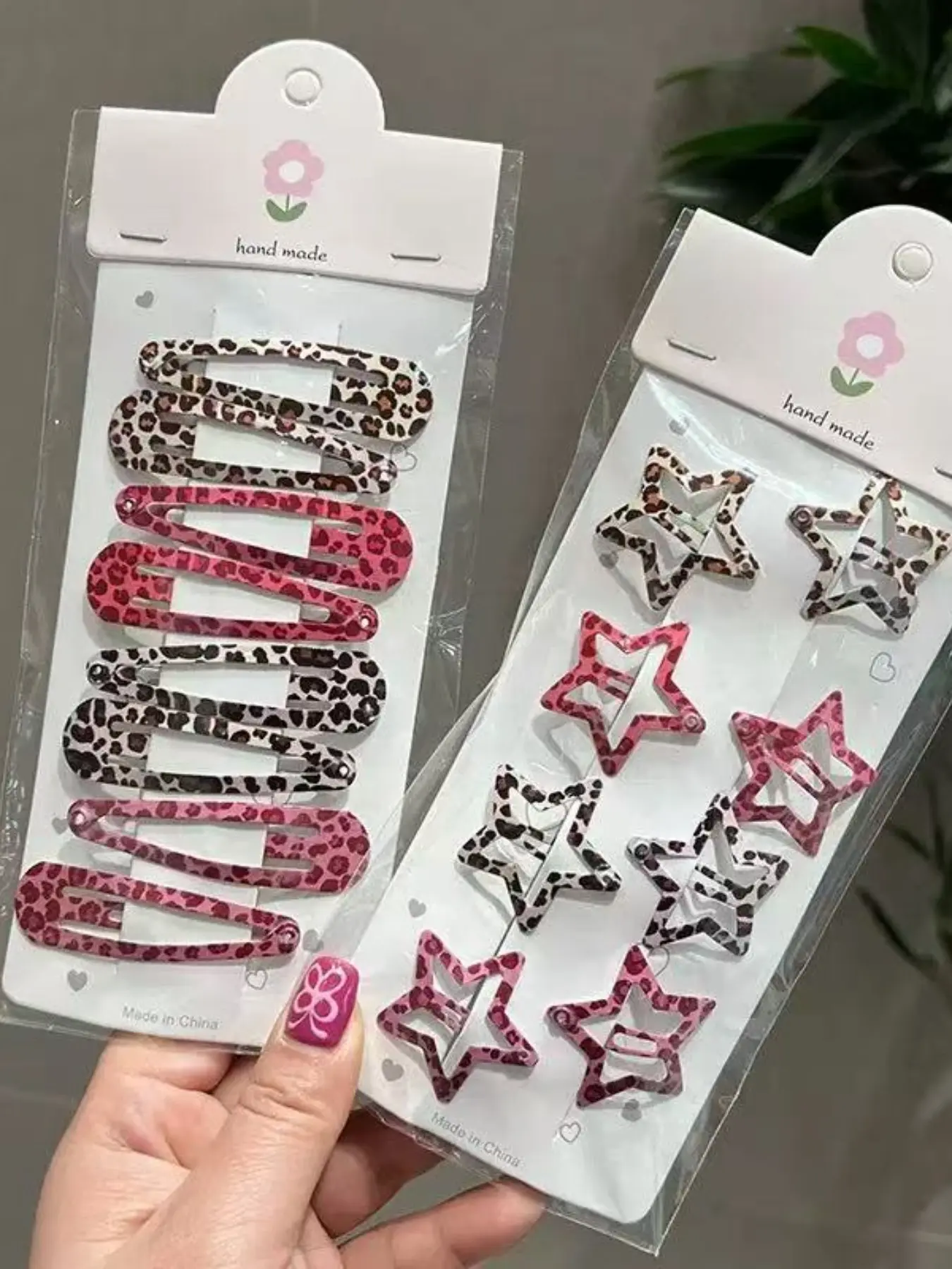 8pcs Leopard Print Hair Clips for Women, Star Shape Teardrop Snap Barrettes, Non Slip Metal Bb Hair Pins, Vintage Animal Print Hair Accessories, Anti Slip Clips