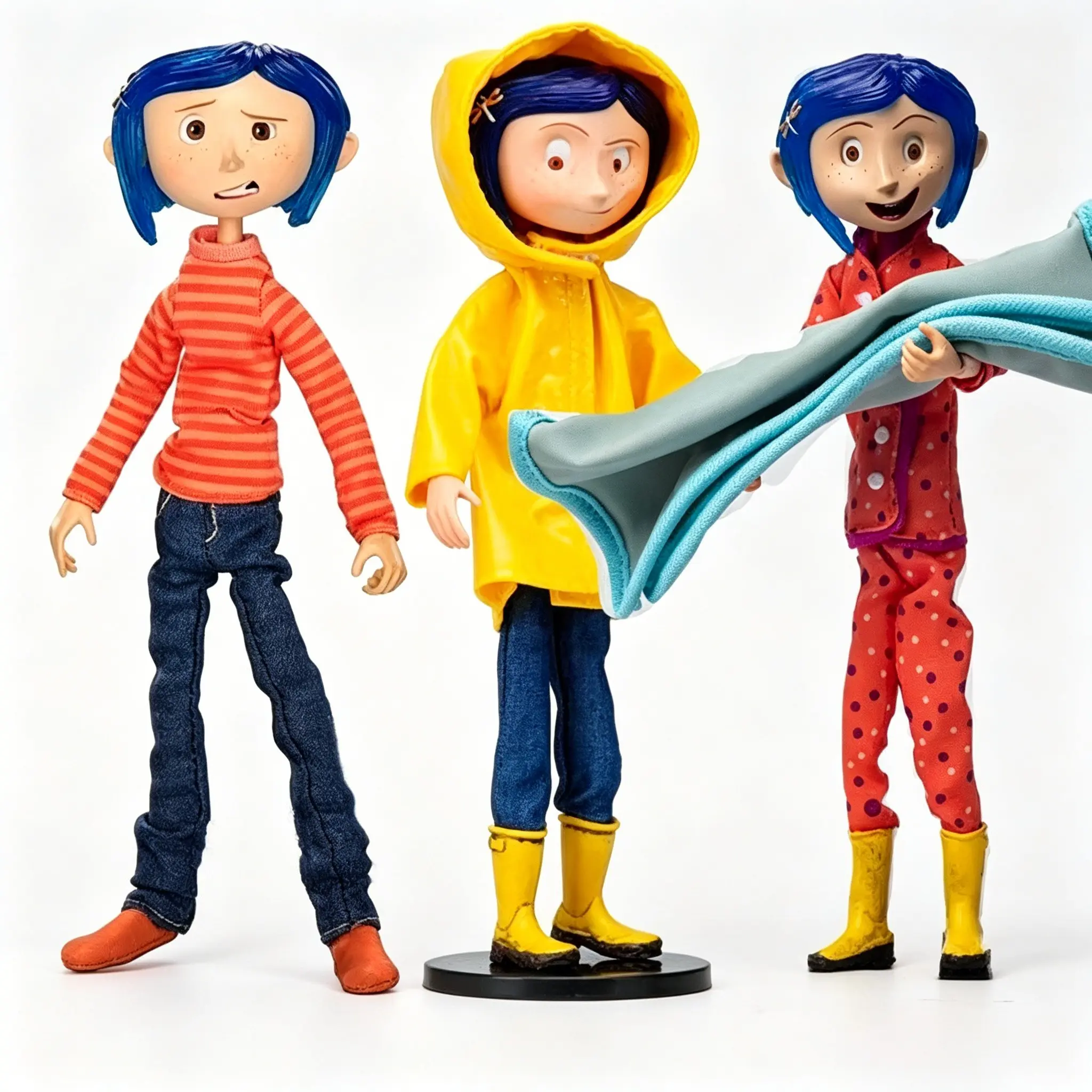 Caroline Moveable Cloth Doll Figure, Multiple Sets Available, Blue Hair with Dragonfly Accessory, Soft Fabric, Perfect for Display