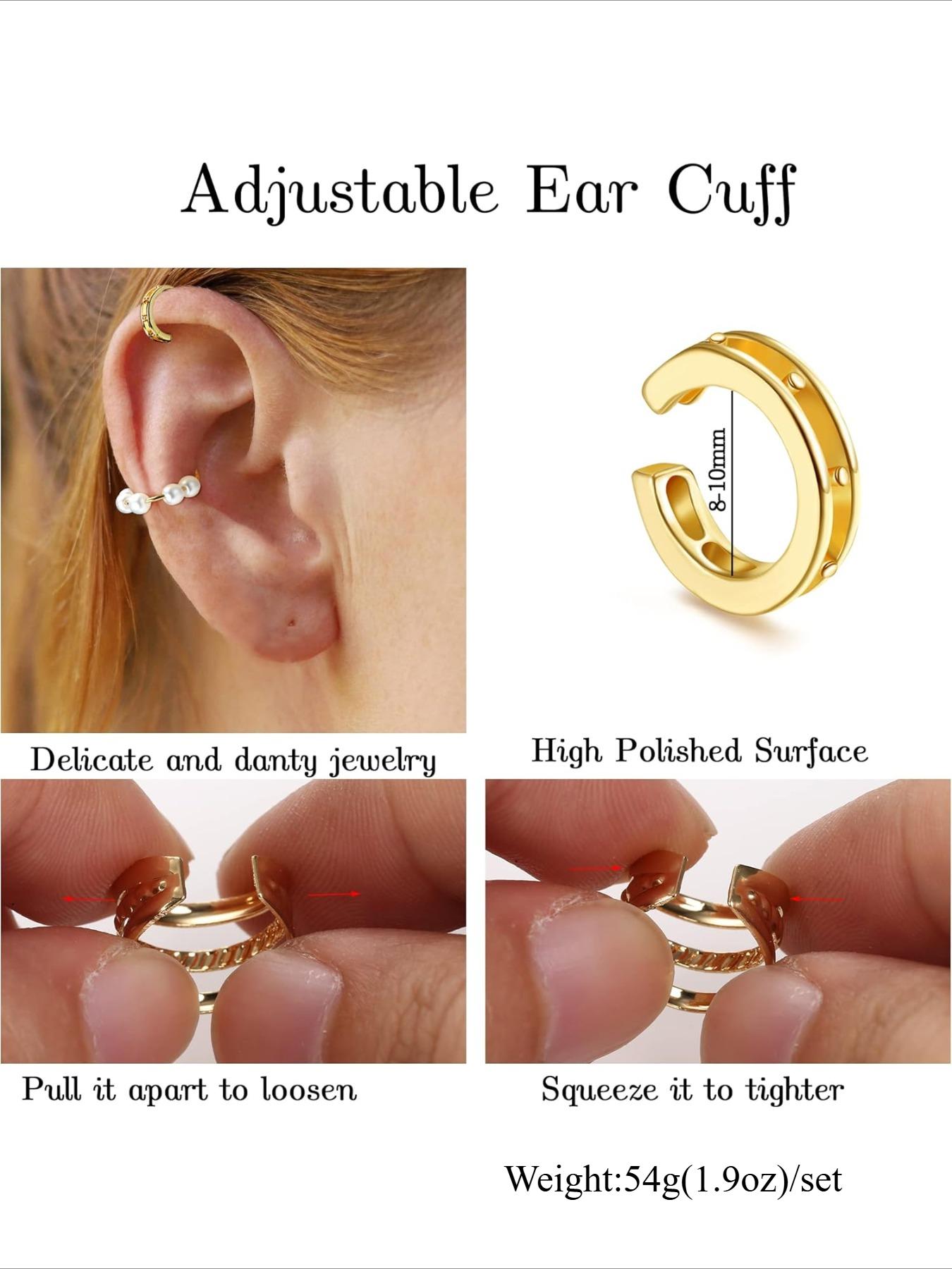 Fashion Ear Cuff Earrings, Non Piercing Earrings, Hypoallergenic Fake Earrings, Clip on Cartilage Earrings for Women, Statement Earrings, Trendy All-match & Exquisite Jewelry for Birthday Gift