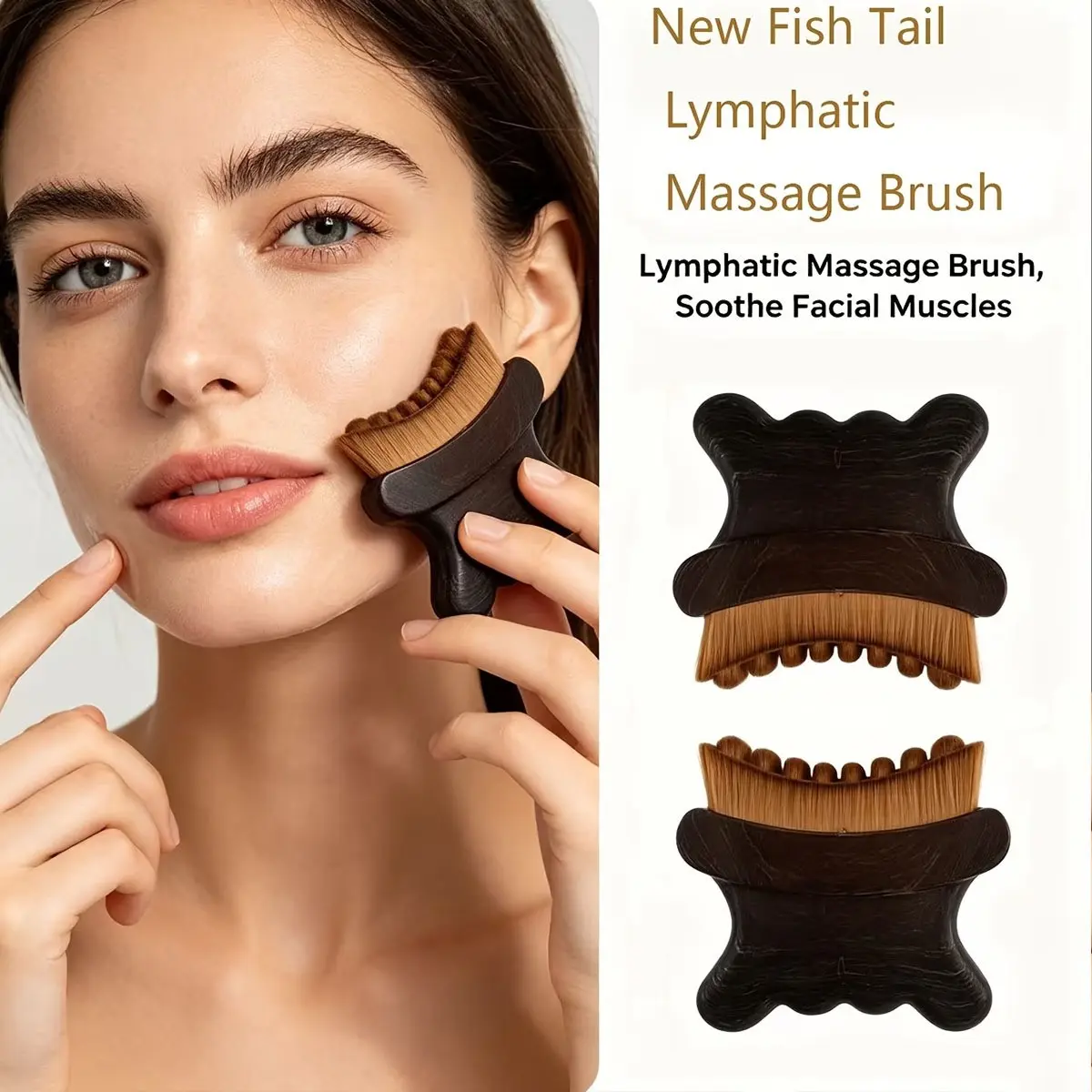 Lymphatic Massage Brush for Facial, Eye, and Neck Care, Lymphatic Contour Face Brush with Box, Essential Skincare Tool