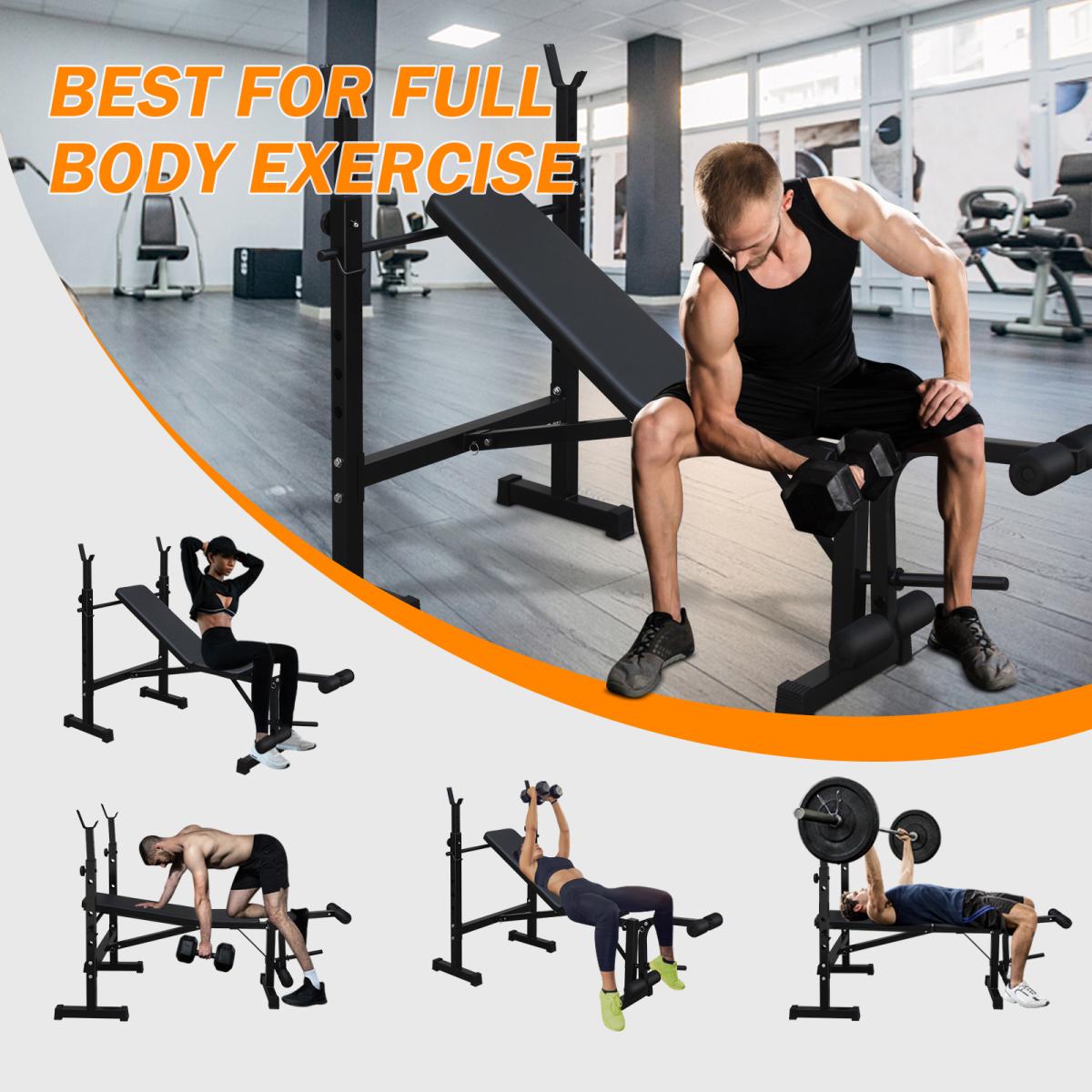 [Fahuac] Olympic Weight Bench with Adjustable Barbell Rack - 5-Level Height Adjustment, 330LBS Capacity, Foldable, Flat/Incline/Decline Positions, Home Gym Strength Training Bench.