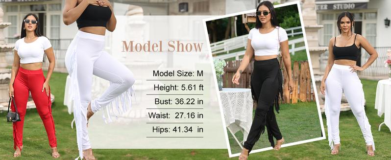 Women's Casual High Waist Fringed Pants With Elastic Waist - Bodycon Tassels Side Long Jogger Sweatpant Womenswear Minimalist Skinny Highwaist Bottom Women's Casual High Waist Fringed Pants With Elastic Waist - Bodycon Tassels Side Long Jogger Sweatpant Womenswear Minimalist Skinny Highwaist Bottom