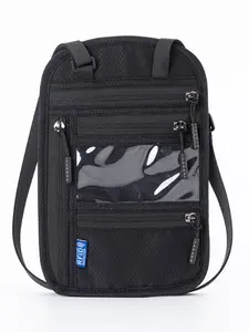 RFID Blocking Travel Neck Pouch, Waterproof Passport Holder, 5 Pockets, Transparent ID Window, Adjustable Strap, Anti-Theft, Lightweight, Multi-Color