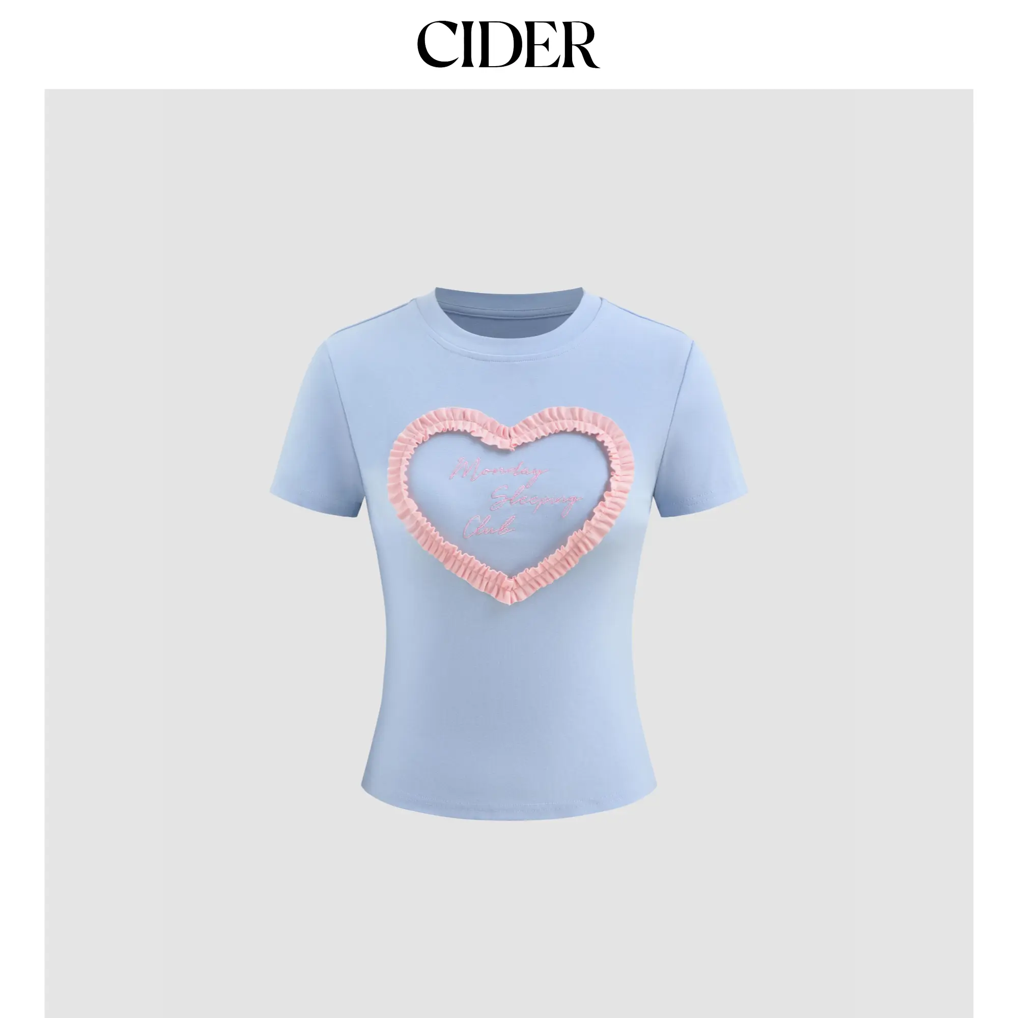 Cider [size 2-10] Cotton-blend Round Neckline Heart Graphic Embroidery Short Sleeve Tee SummerWins SummerFinds