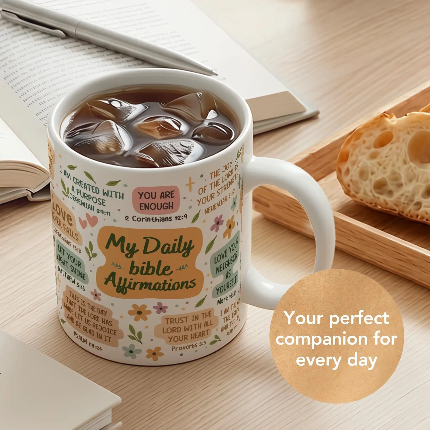 Daily Bible Affirmations Coffee Mug, Christian Scripture Gifts for Women Men Church Friends, Inspirational Religious Encouragement Gifts for Mom Grandma Pastor, Birthday Graduation Mothersday Present,Halloween gifts, Christmas gifts