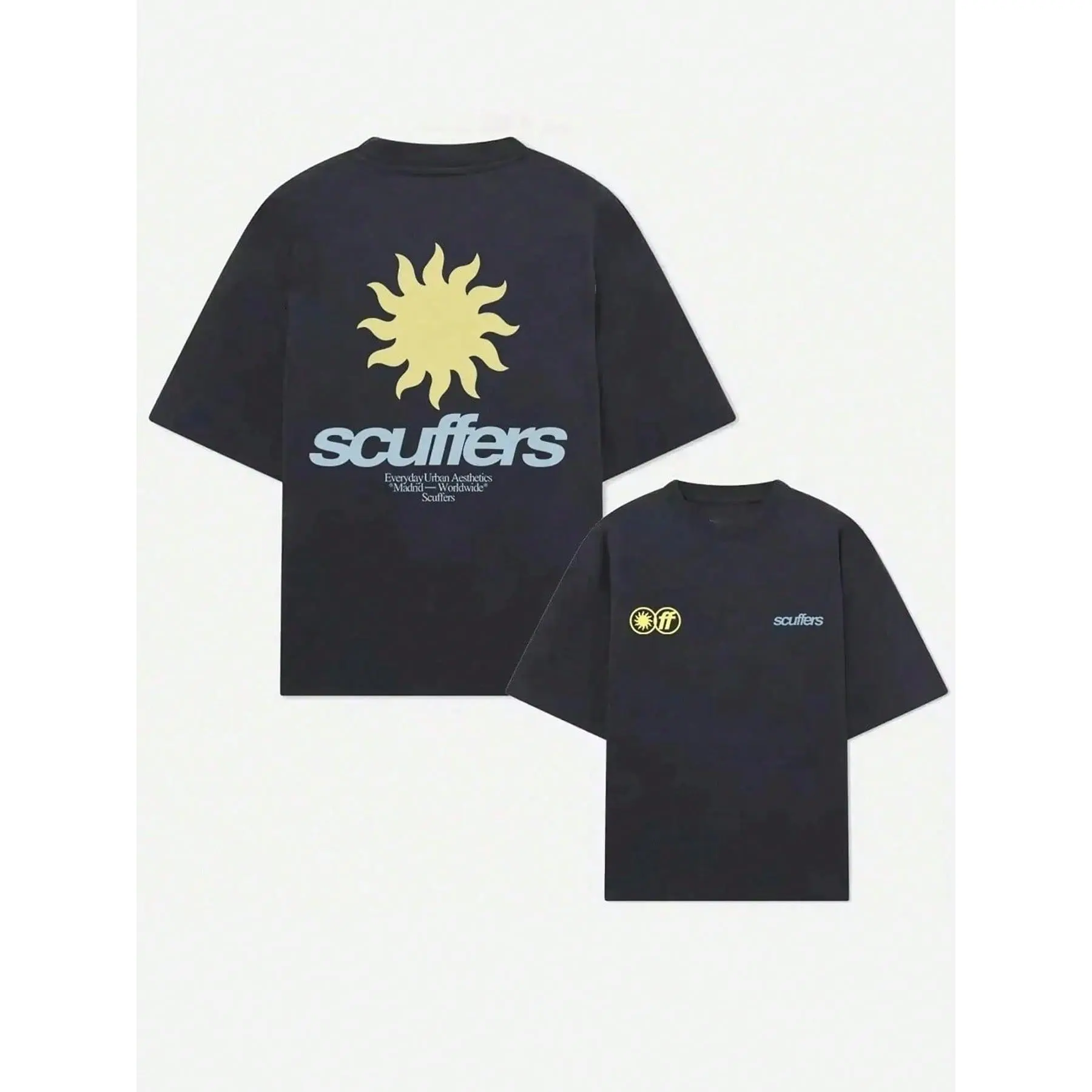 Scuffers Sun Logo Graphic T-Shirt,220g Cotton Crew Neck Double-Sided Printed T-Shirt For Summer